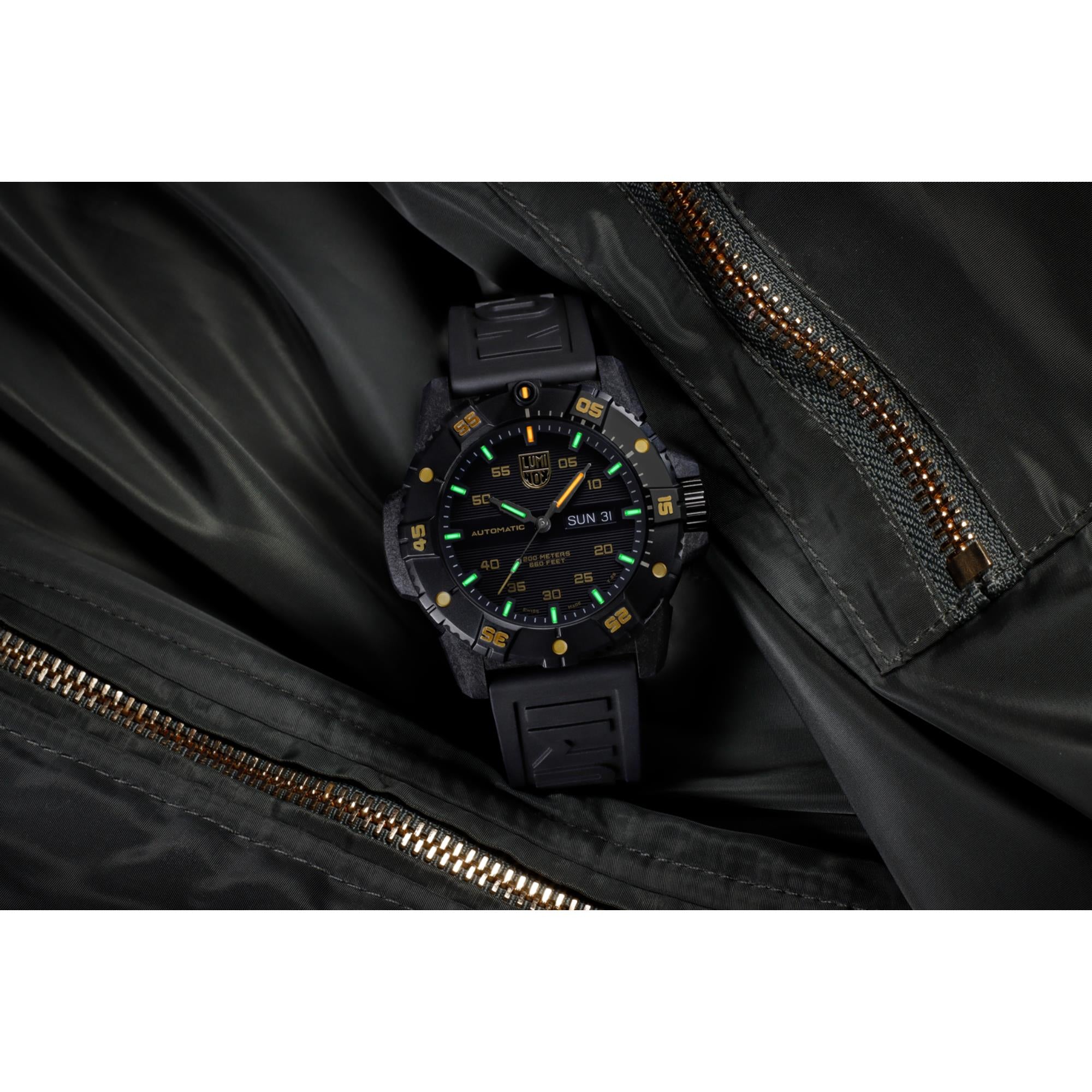 Luminox Master Carbon Seal Automatic Gold Accent Black Dial Men’s Watch XS.3865.GOLD