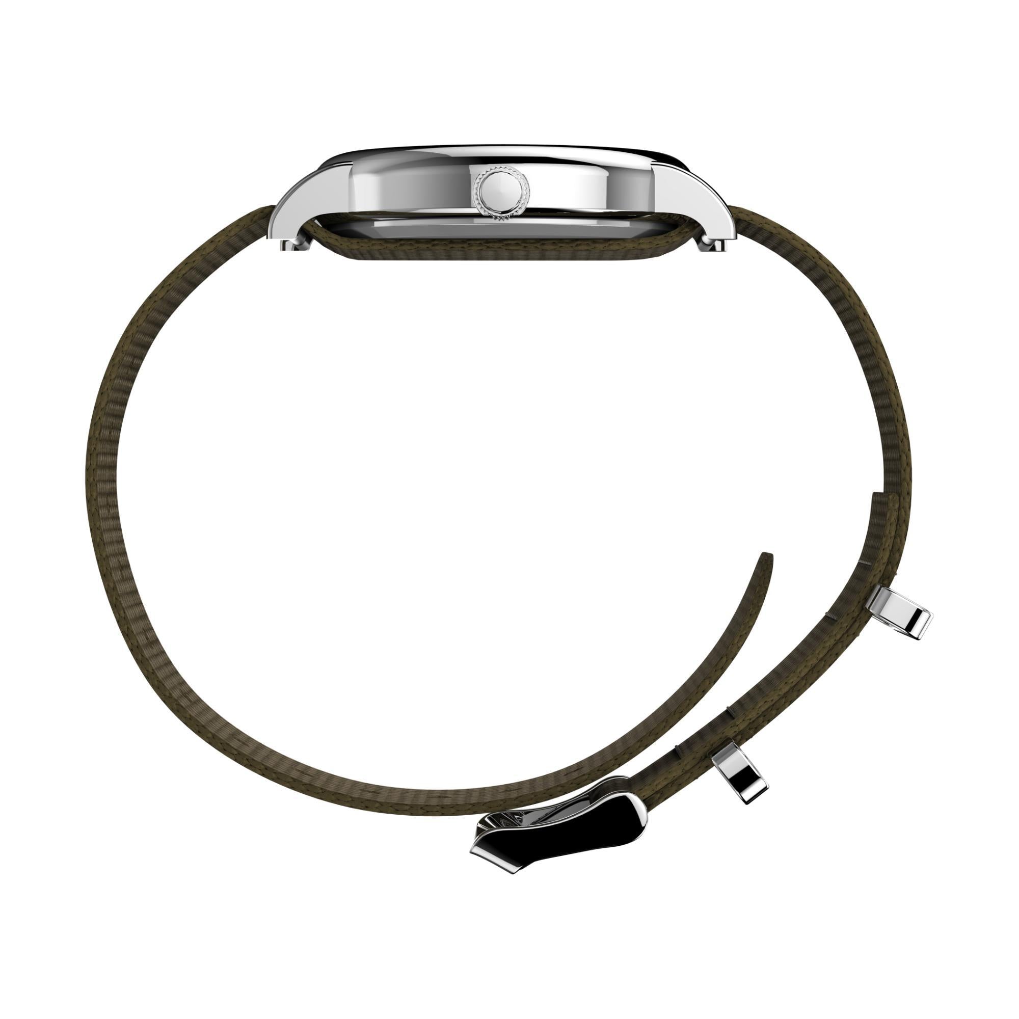 Timex Weekender Cream Dial Fabric Green Strap Men’s Watch T2N651