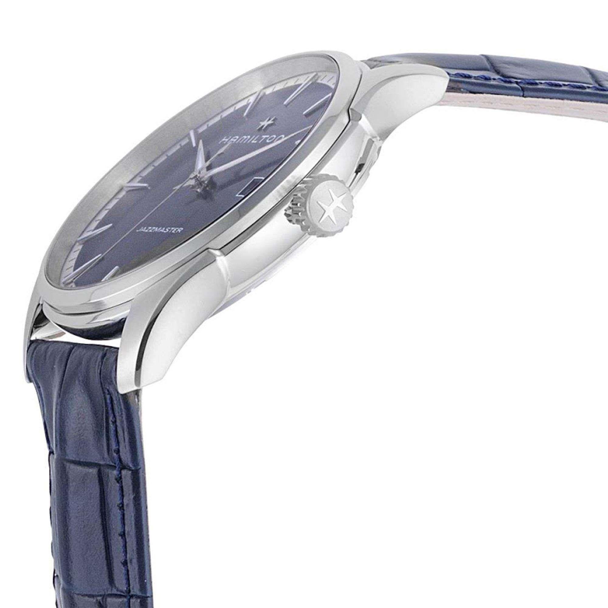 Hamilton Jazzmaster Quartz Blue Dial Blue Leather Strap Men's Watch H32451641