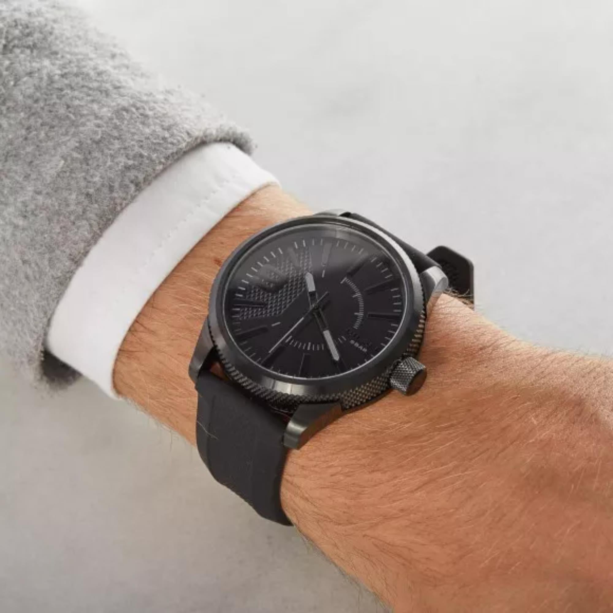 Diesel Rasp Analog Black Dial Silicone Strap Men’s Watch DZ1807