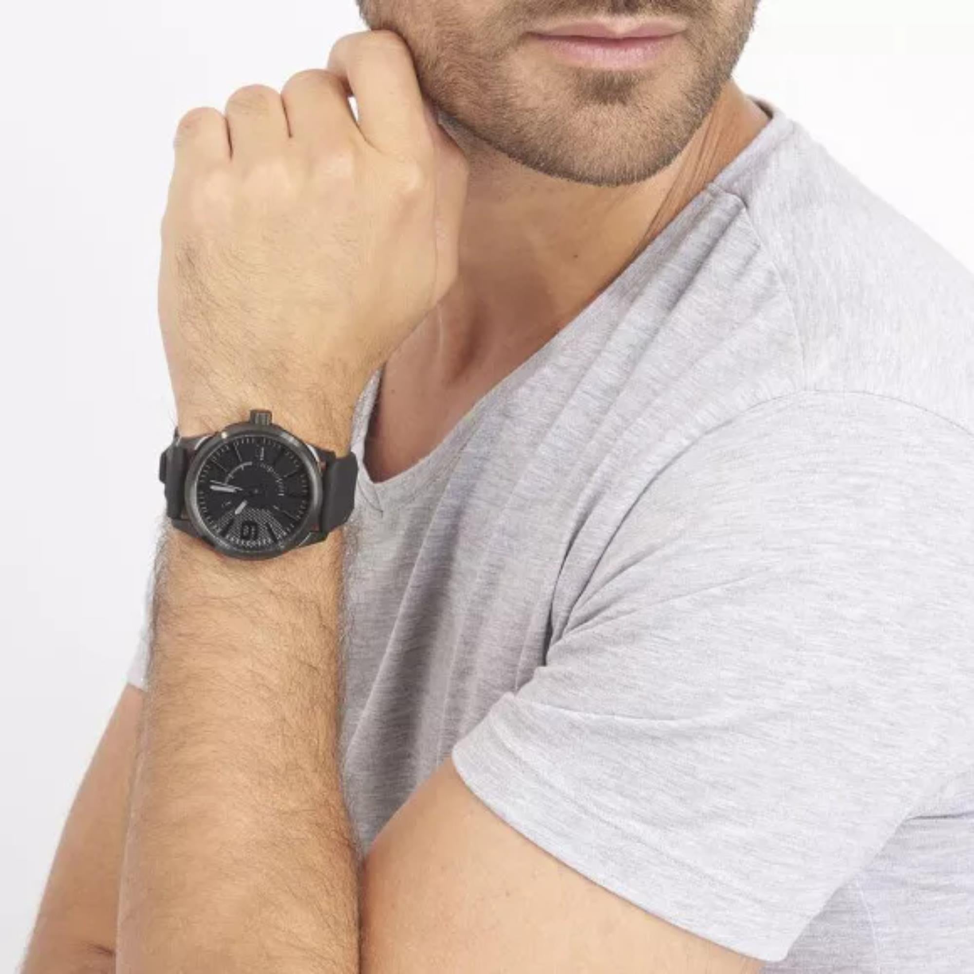 Diesel Rasp Analog Black Dial Silicone Strap Men’s Watch DZ1807