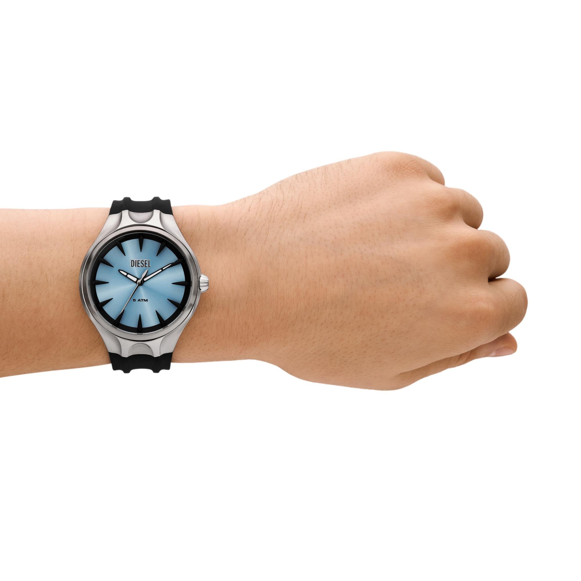 Diesel Streamline Three-Hand Blue Dial Silicone Strap Men’s Watch DZ2216