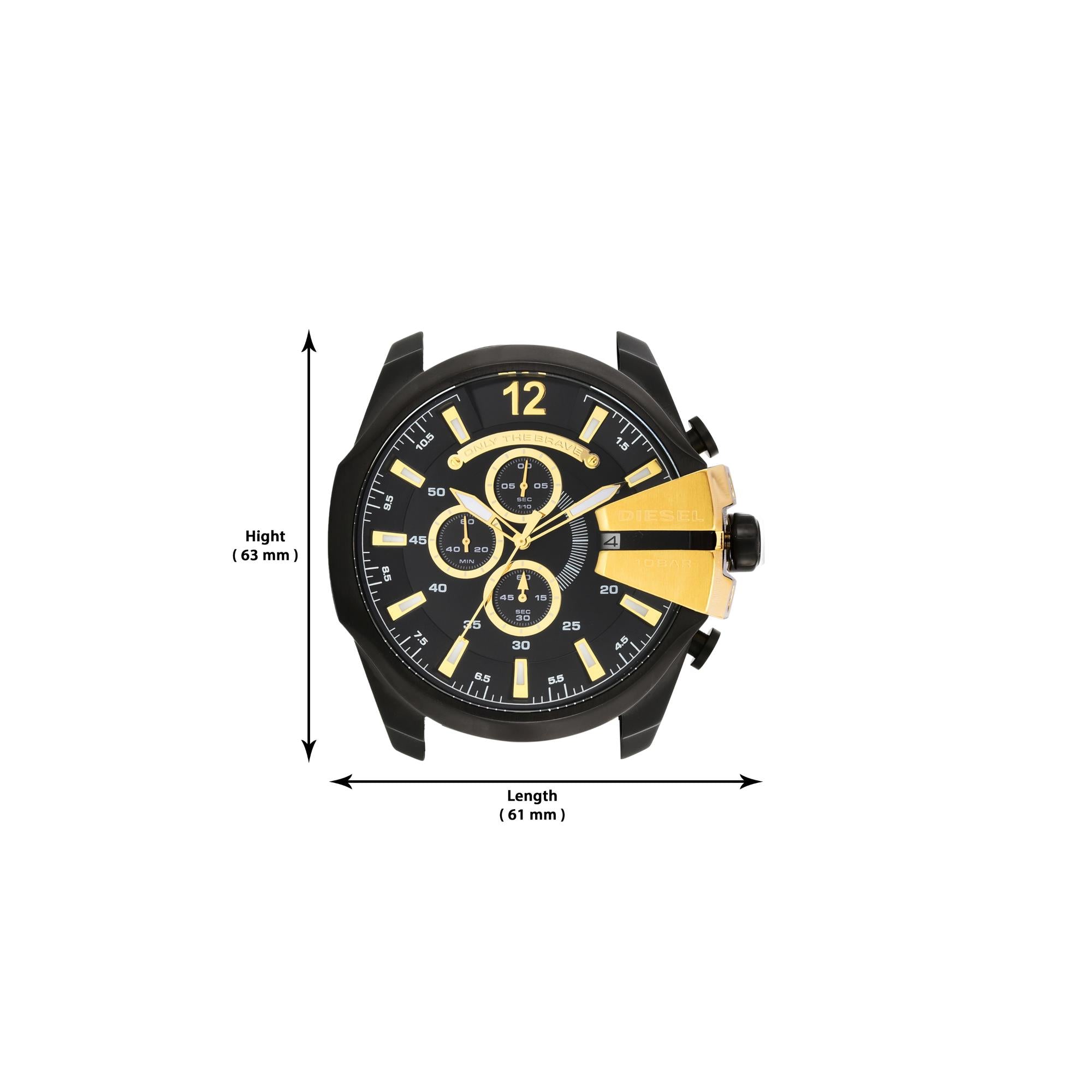 Diesel Mega Chief Black Dial Steel Strap Men’s Watch DZ4338