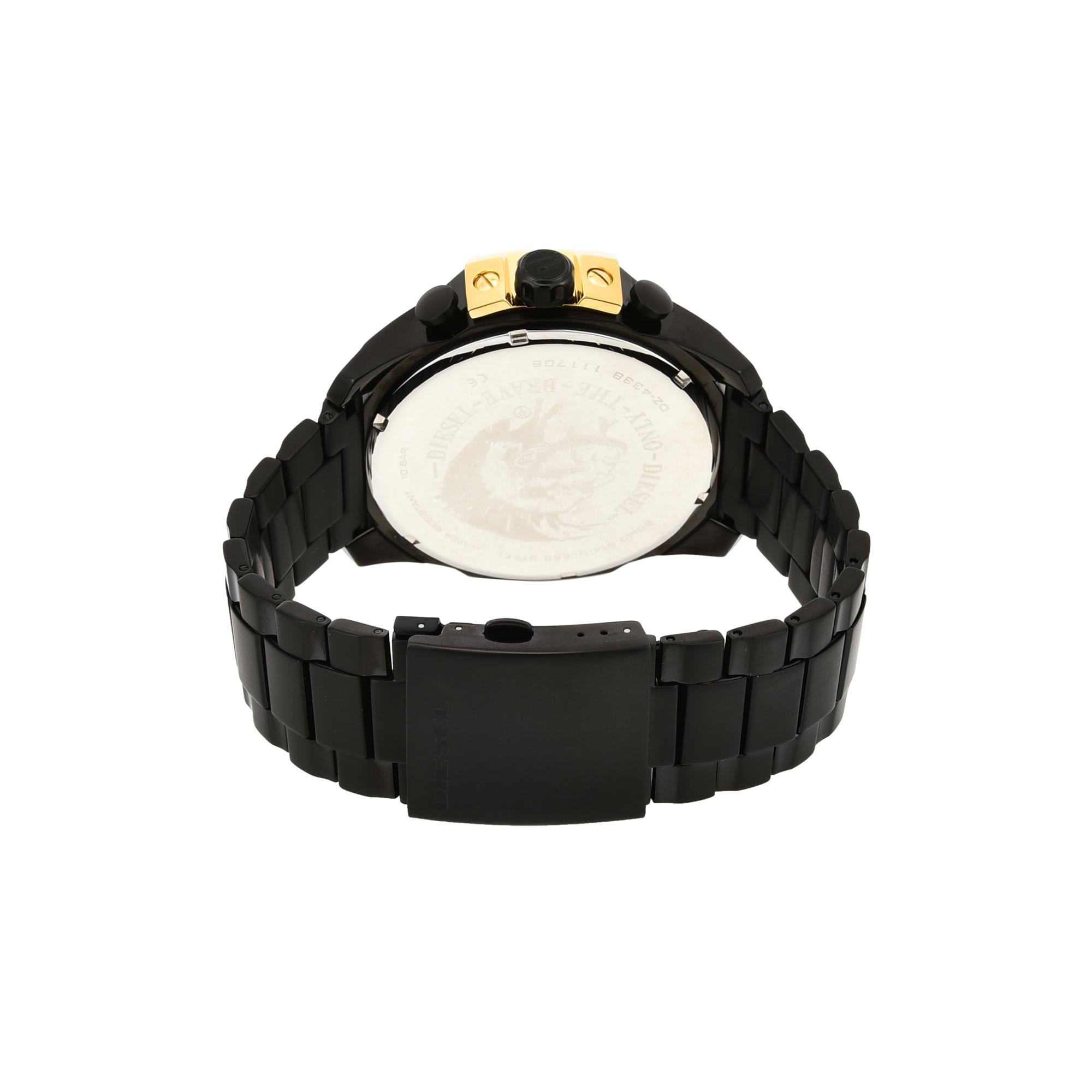 Diesel Mega Chief Black Dial Steel Strap Men’s Watch DZ4338