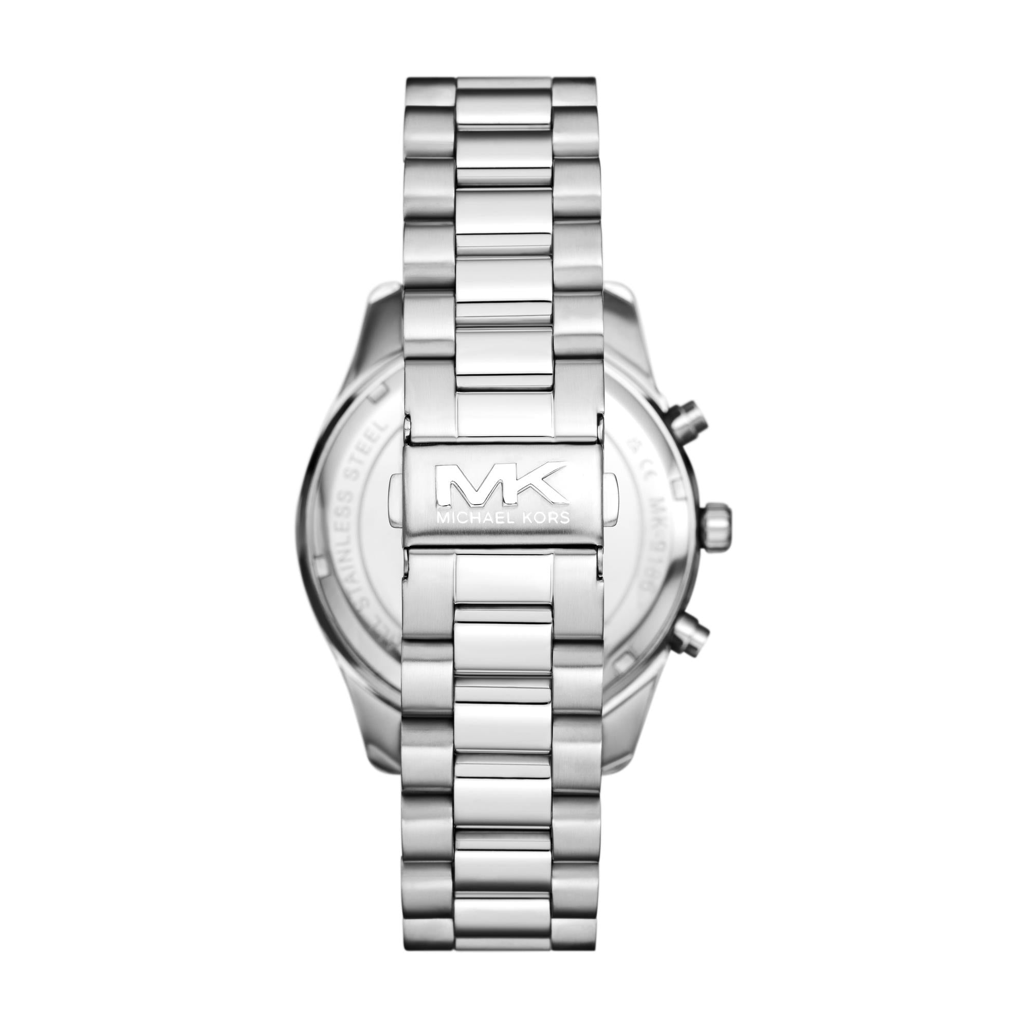 Michael Kors Lexington Chronograph Stainless Steel Black Dial Men’s Watch and Card Case Gift Set MK1091SET