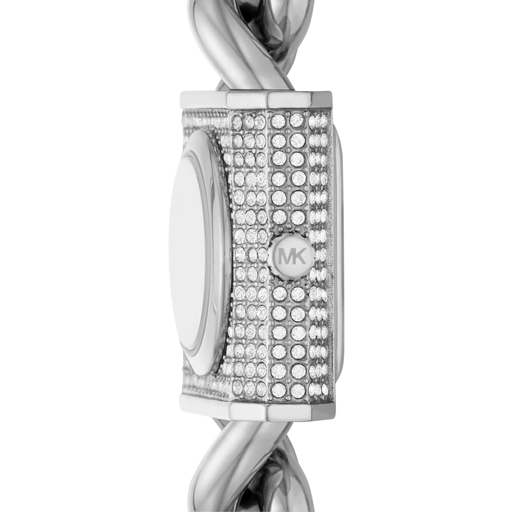 Michael Kors MK Chain Lock Stainless Steel White Dial Women’s Watch MK4718