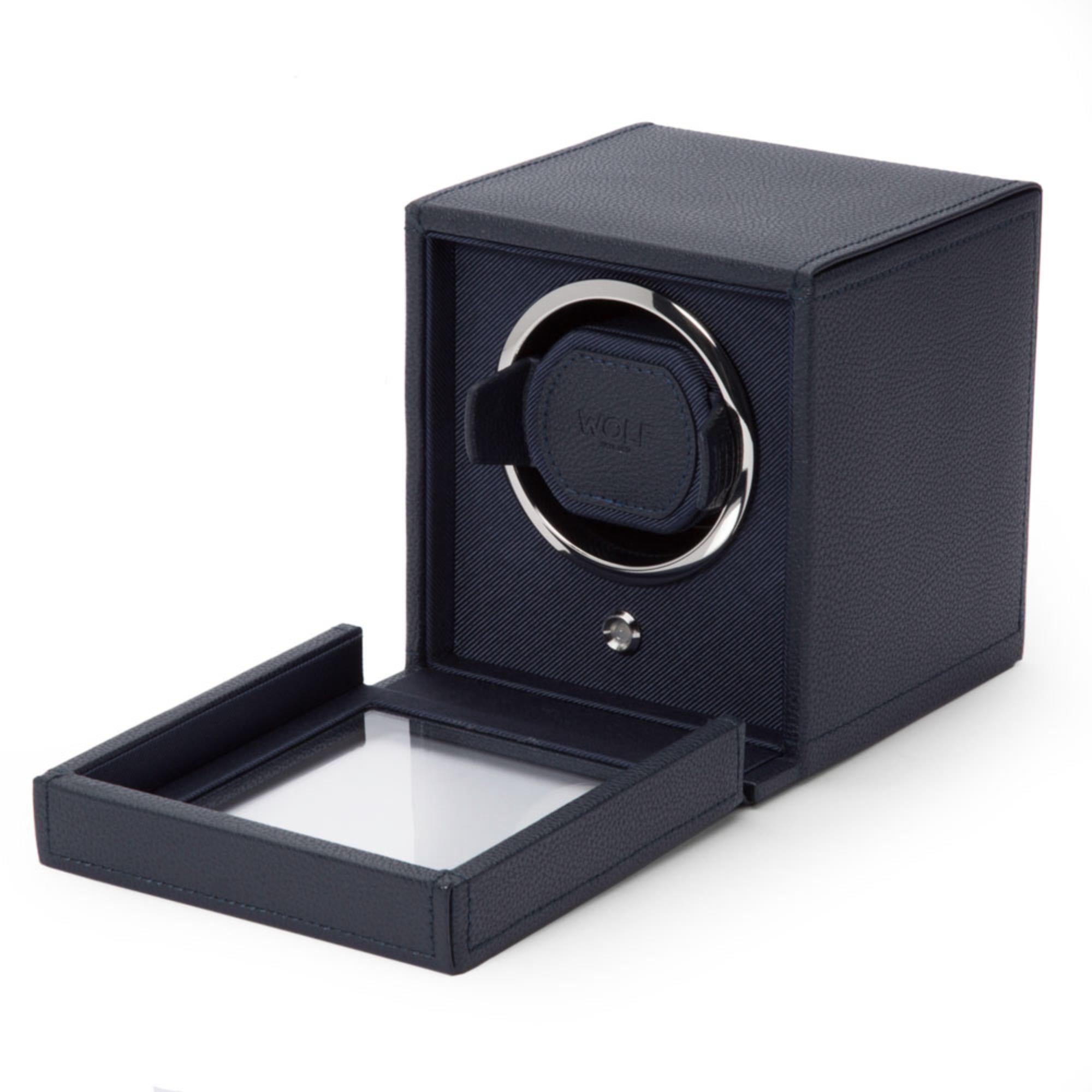 WOLF Cub Single Watch Winder Navy with Cover 461117