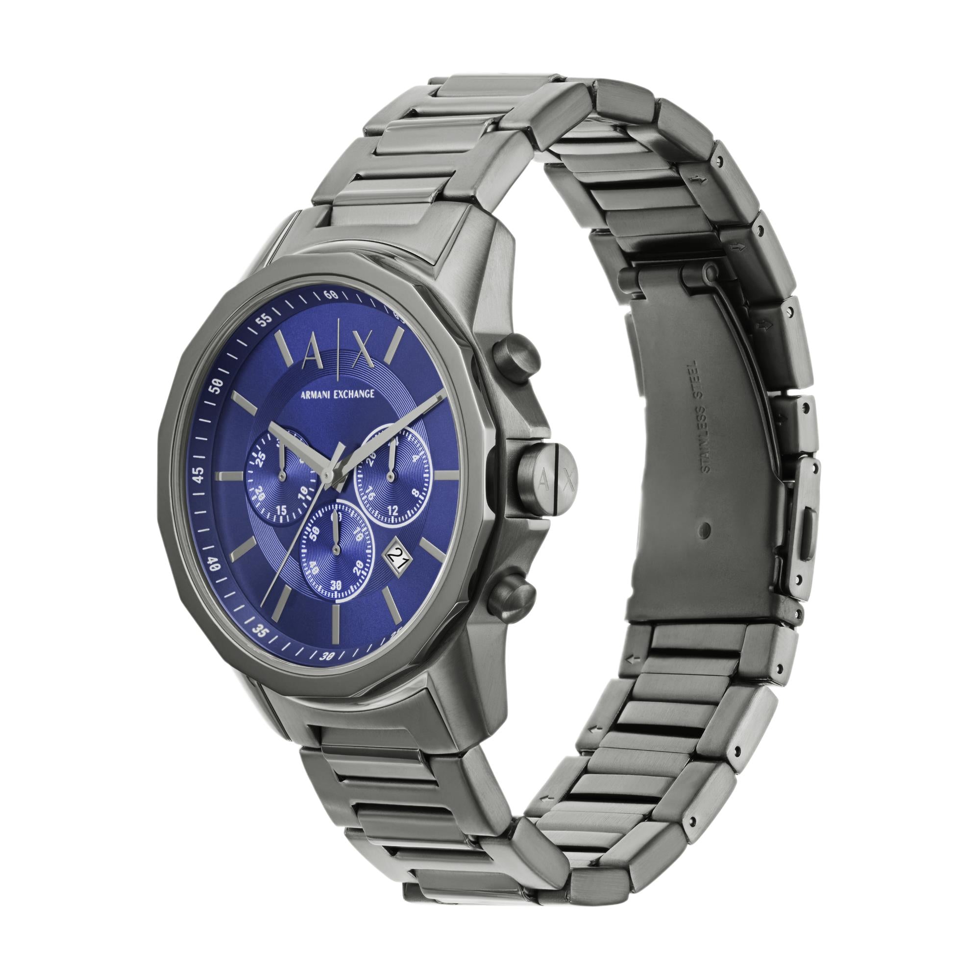 Armani Exchange Chronograph Gunmetal Stainless Steel Blue Dial Men’s Watch AX1731