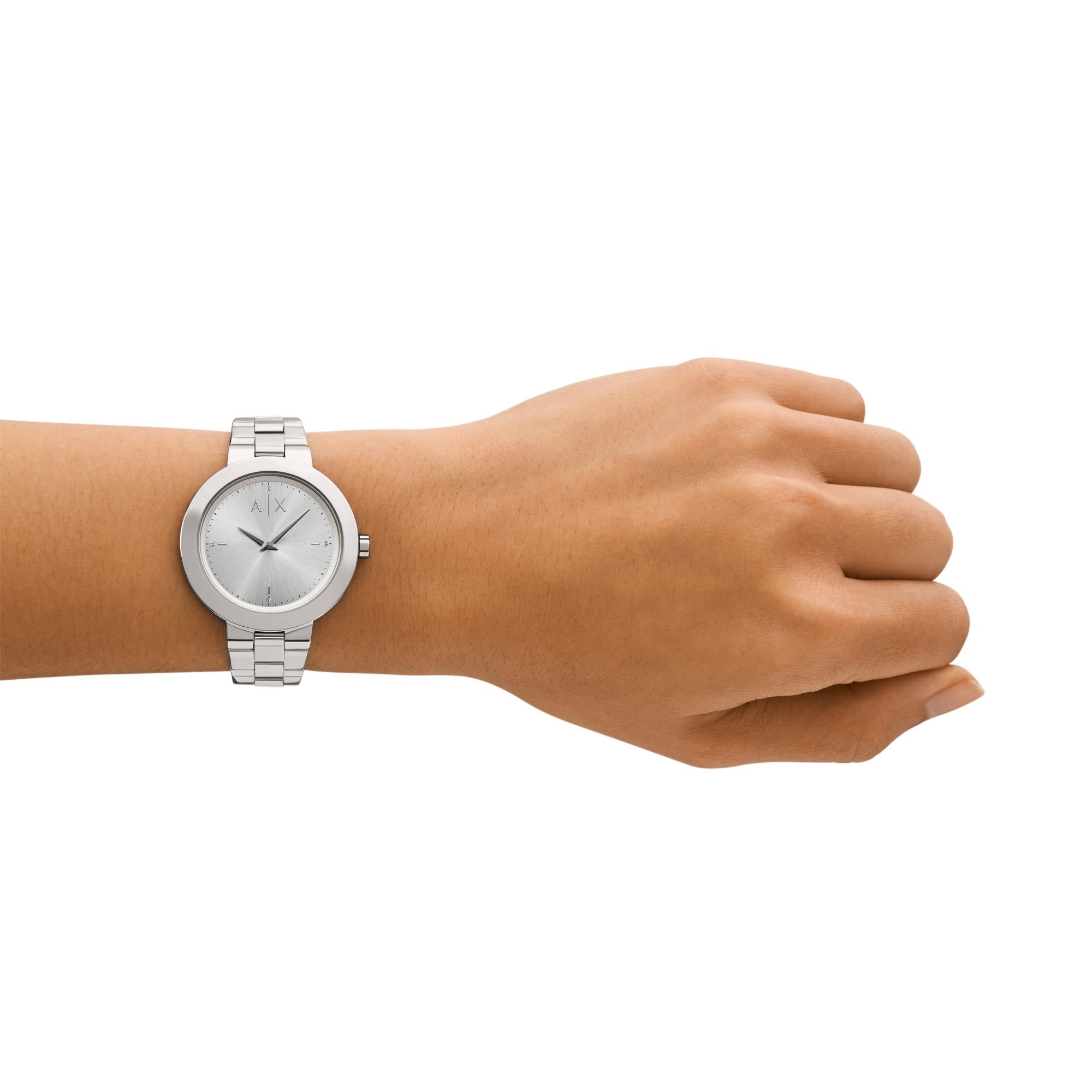 Armani Exchange Two-Hand Silver Dial Stainless Steel Women’s Watch AX5170