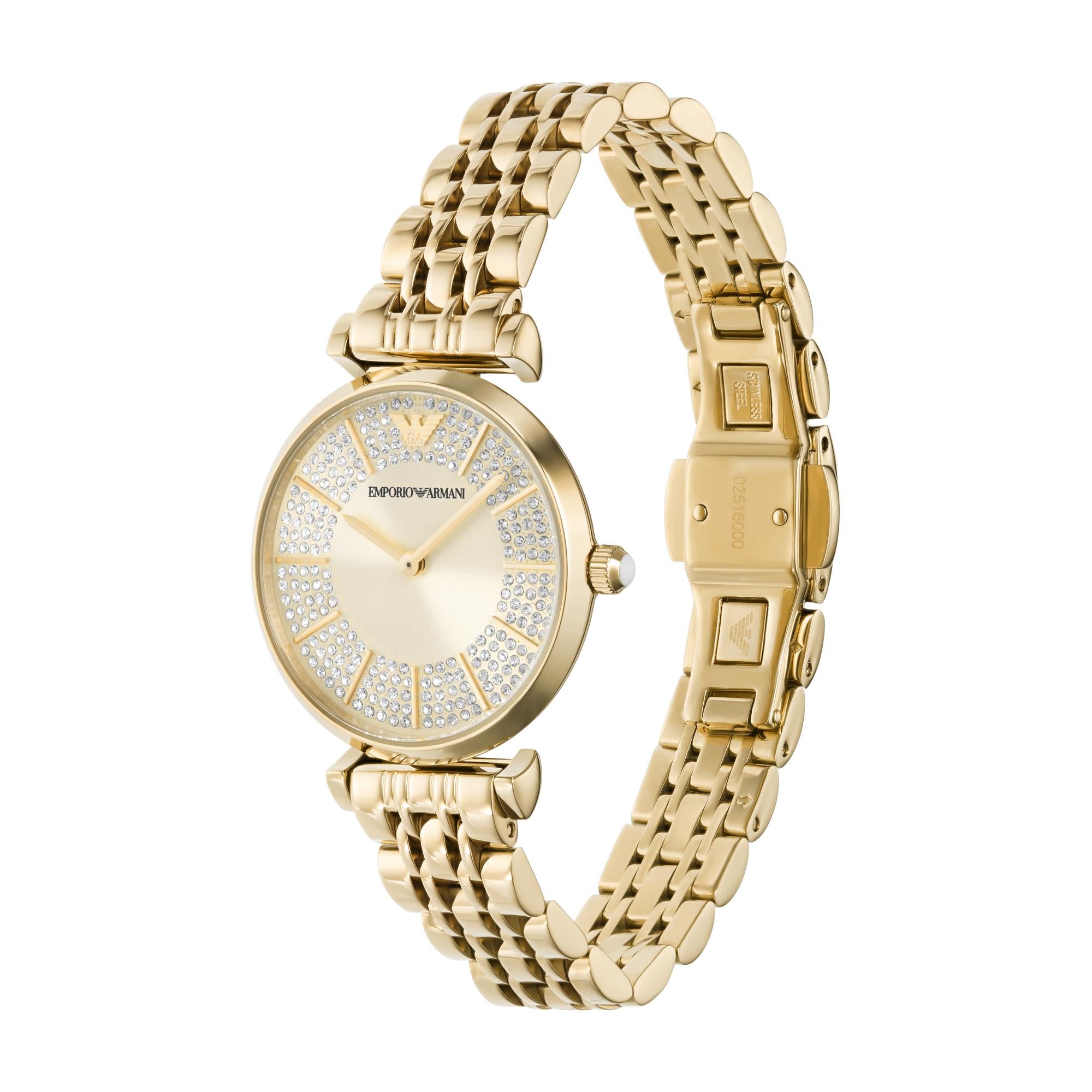 Emporio Armani Gold Analogue Cream Dial Women's Watch AR11608