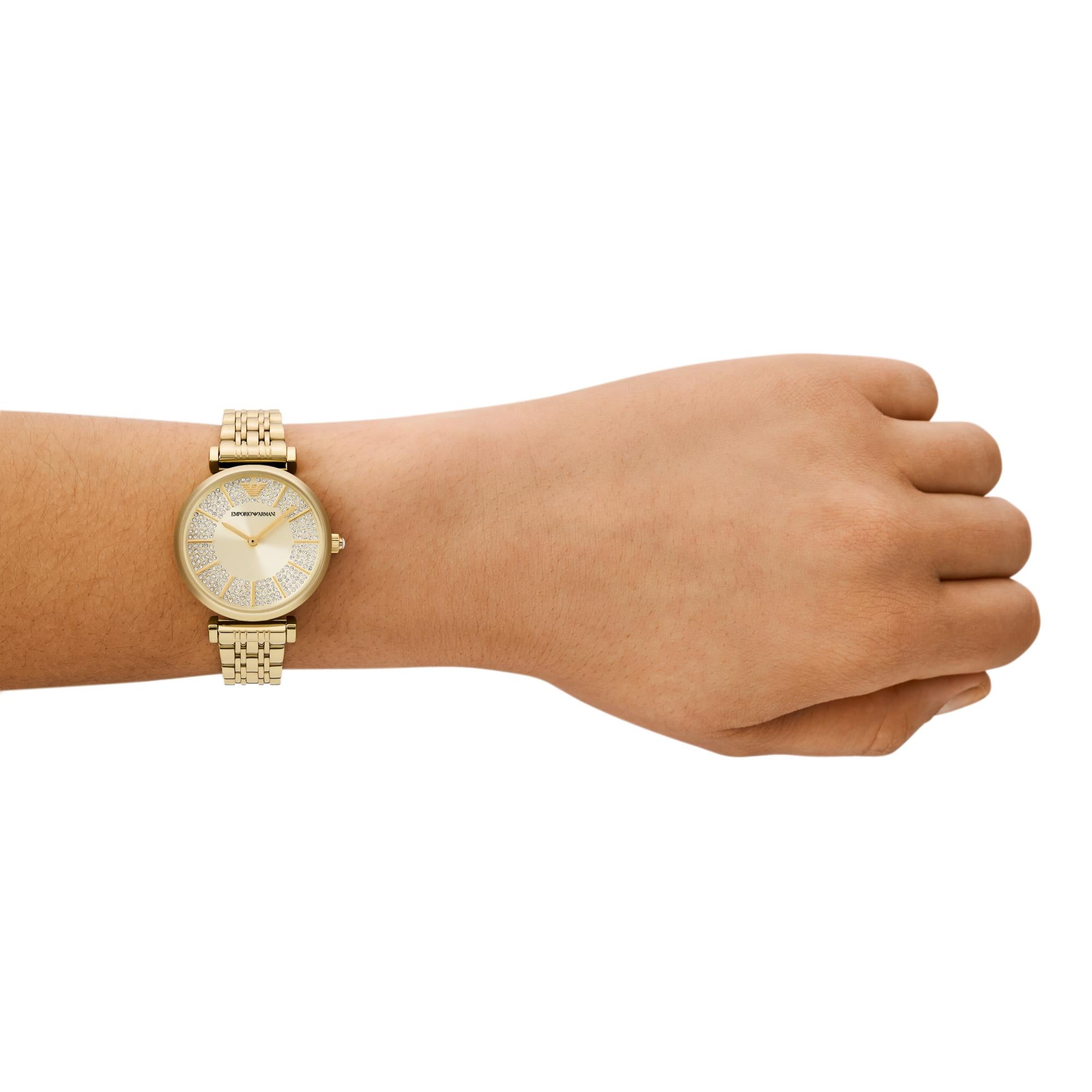 Emporio Armani Gold Analogue Cream Dial Women's Watch AR11608
