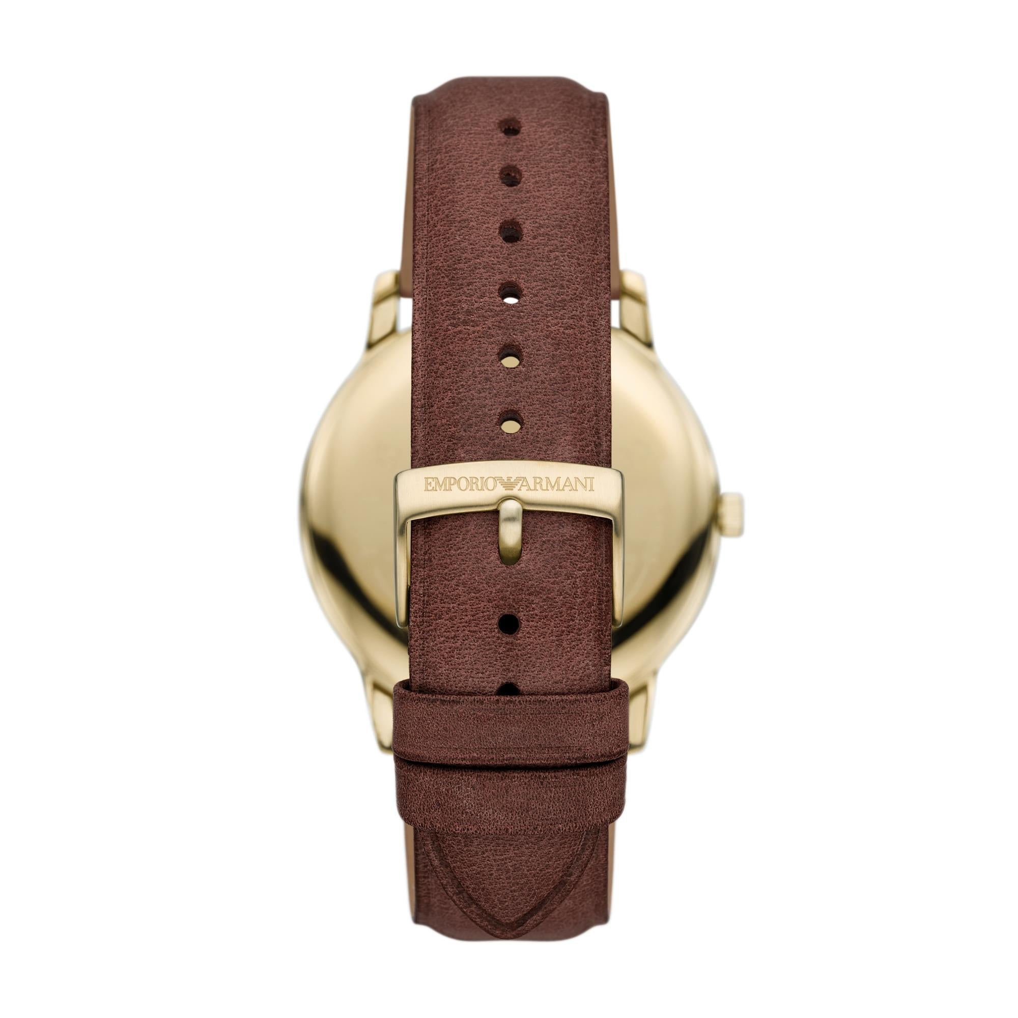 Emporio Armani Date Brown Leather Champagne Dial Men’s Watch AR11610
