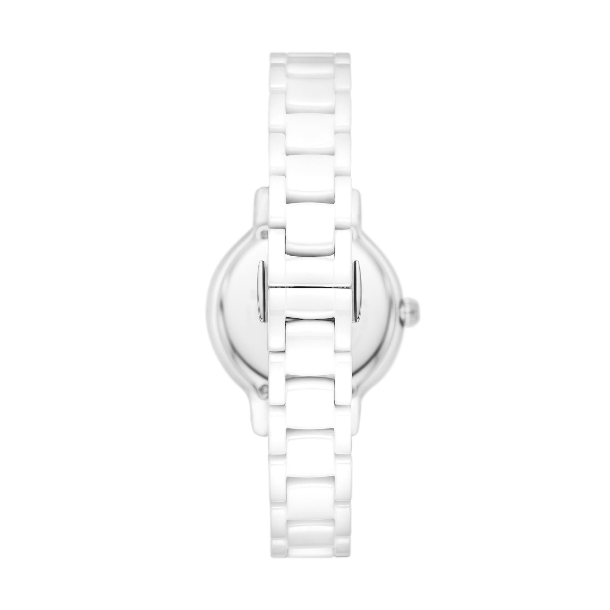 Emporio Armani White Ceramic Silver Dial Women's Watch AR70013