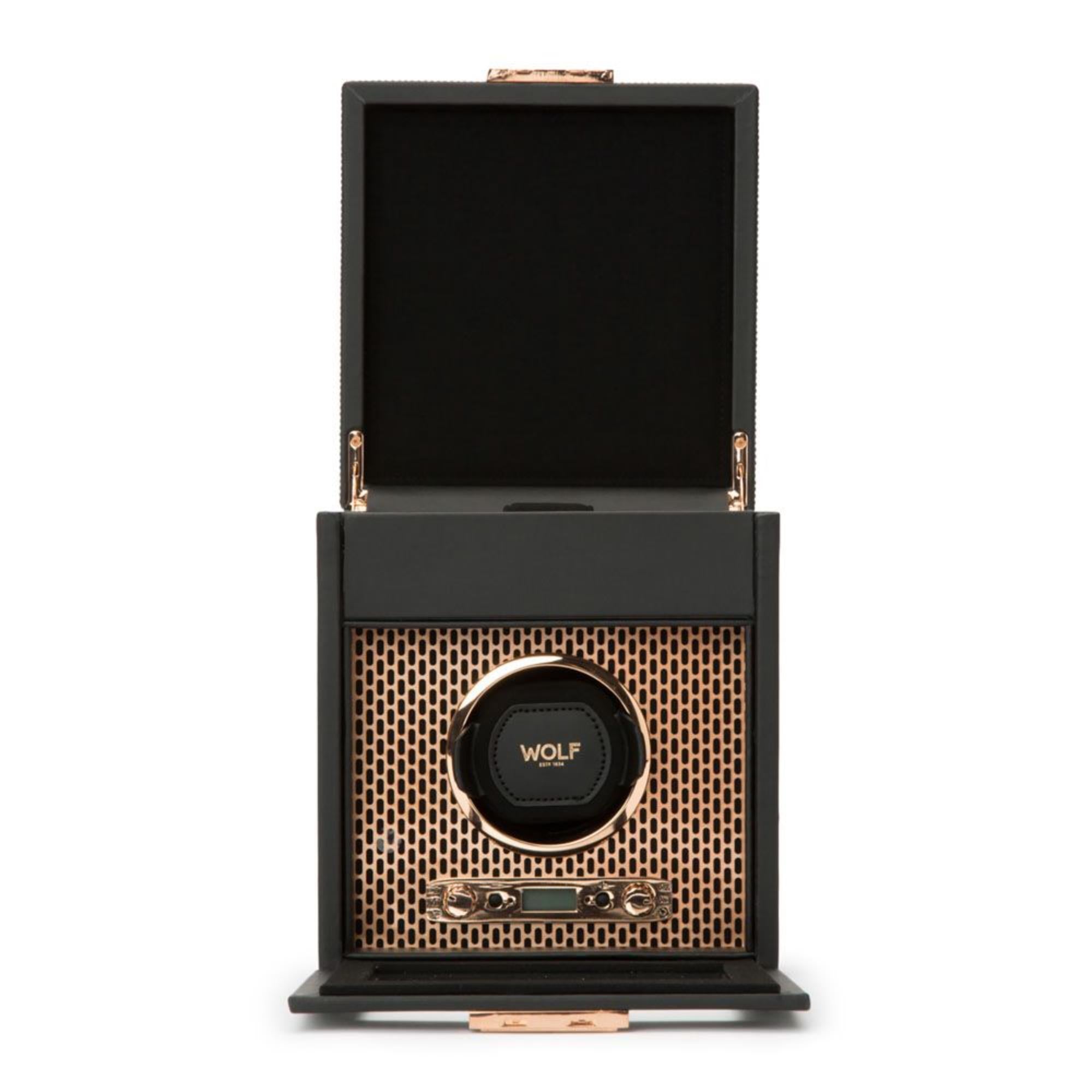 WOLF Axix Black Single Watch Winder With Copper Storage 469216