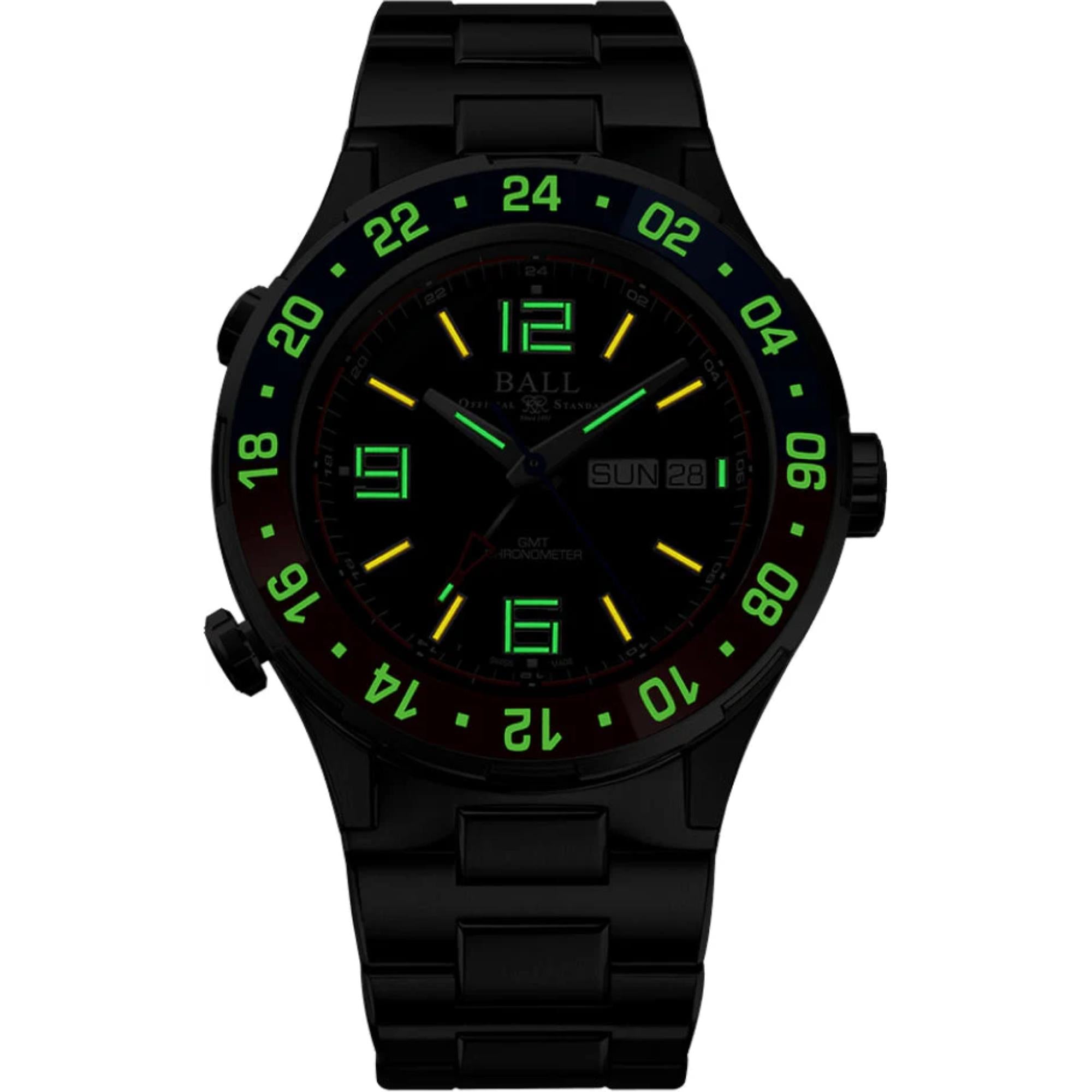 BALL Roadmaster Marine GMT Limited Edition Black Dial Stainless Steel Men’s Watch DG3030B-S4C-BK