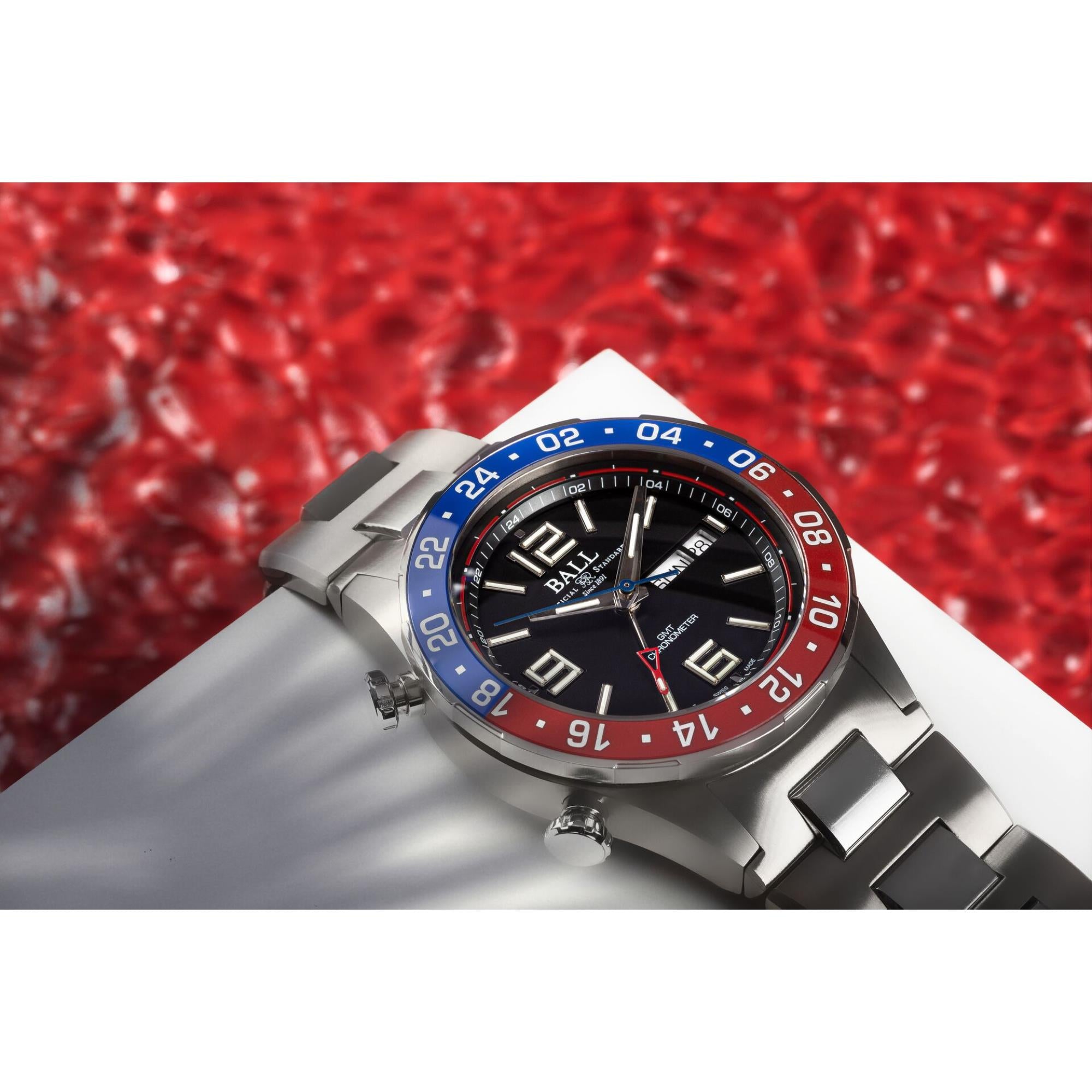 BALL Roadmaster Marine GMT Limited Edition Black Dial Stainless Steel Men’s Watch DG3030B-S4C-BK