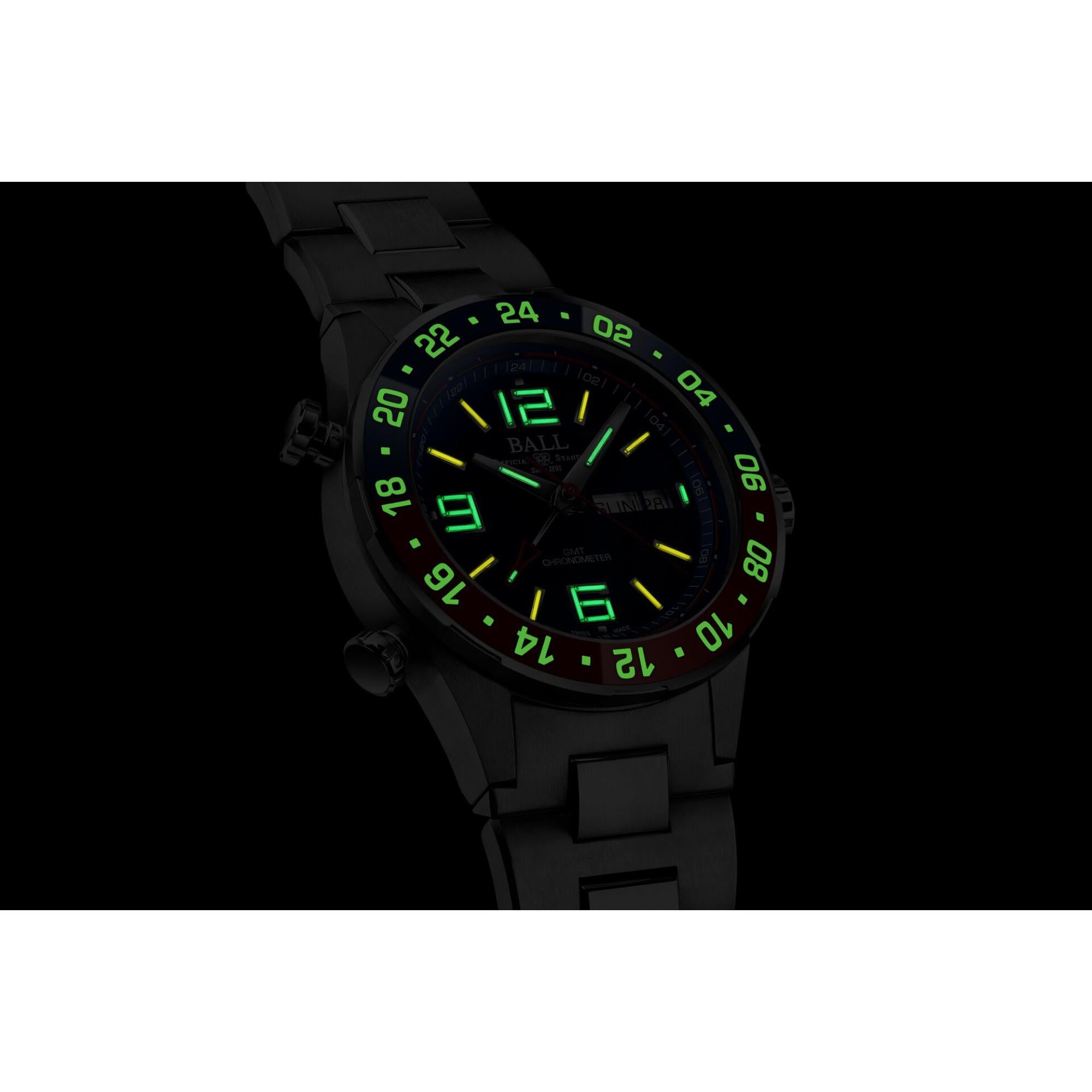BALL Roadmaster Marine GMT Limited Edition Black Dial Stainless Steel Men’s Watch DG3030B-S4C-BK
