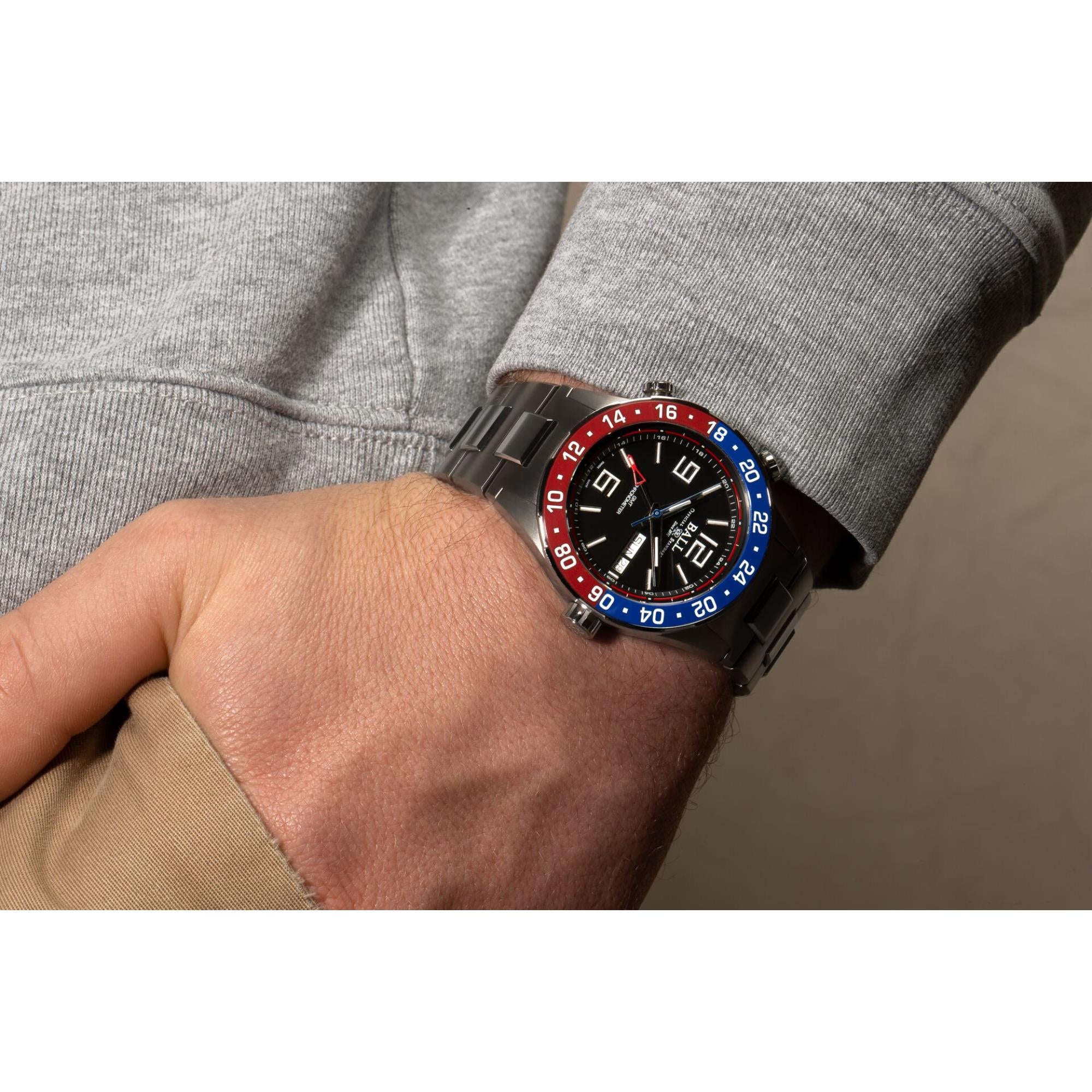 BALL Roadmaster Marine GMT Limited Edition Black Dial Stainless Steel Men’s Watch DG3030B-S4C-BK