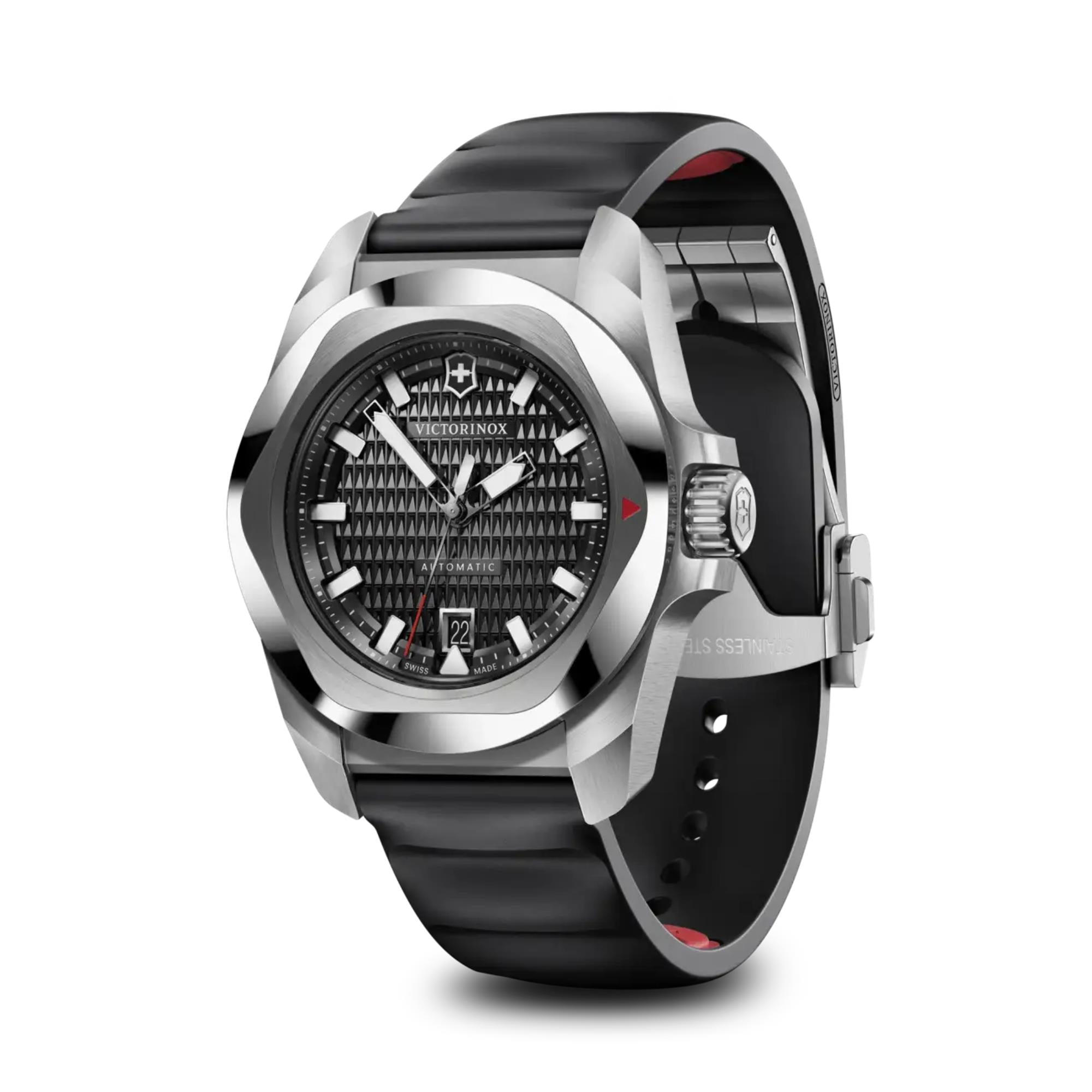 Victorinox I.N.O.X. Automatic Black Dial Leather Strap Men's Watch 242039