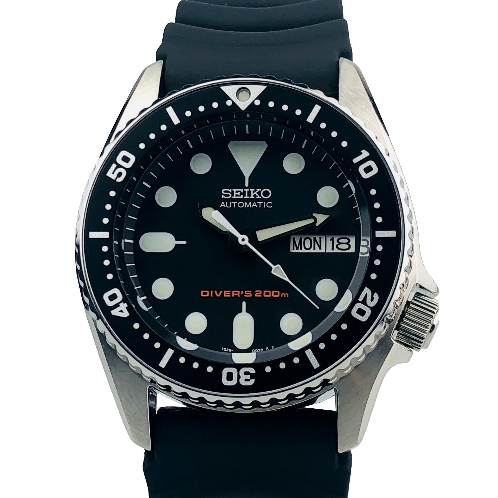 Seiko Diver's Automatic Black Dial Black Rubber Strap Men's Watch SKX013K1