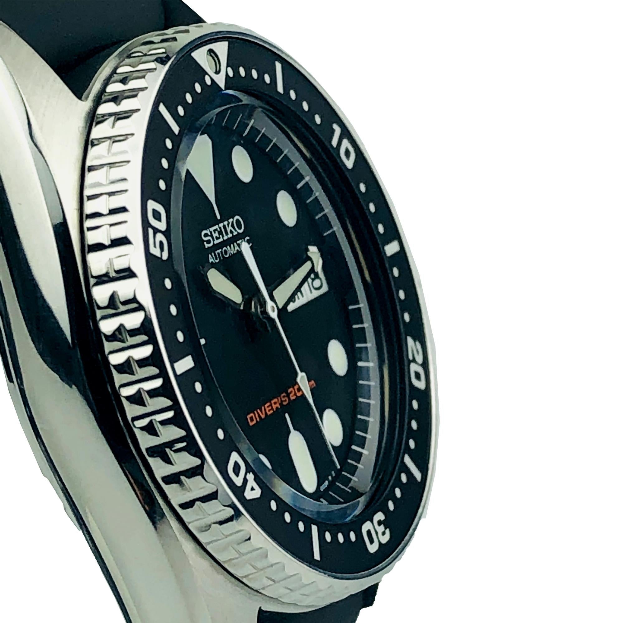 Seiko Diver's Automatic Black Dial Black Rubber Strap Men's Watch SKX013K1