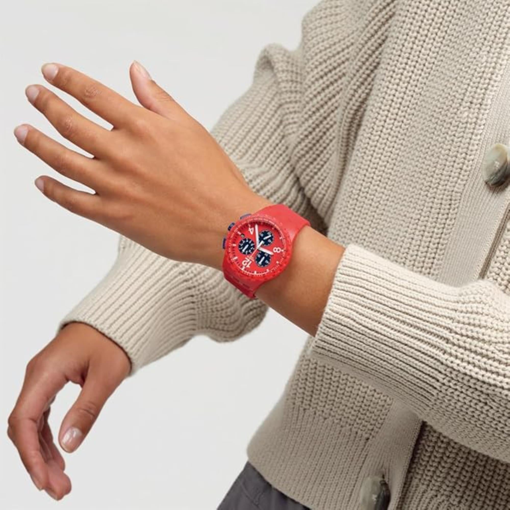 Swatch Primarily Chronograph Red Dial Men’s Watch SUSR407