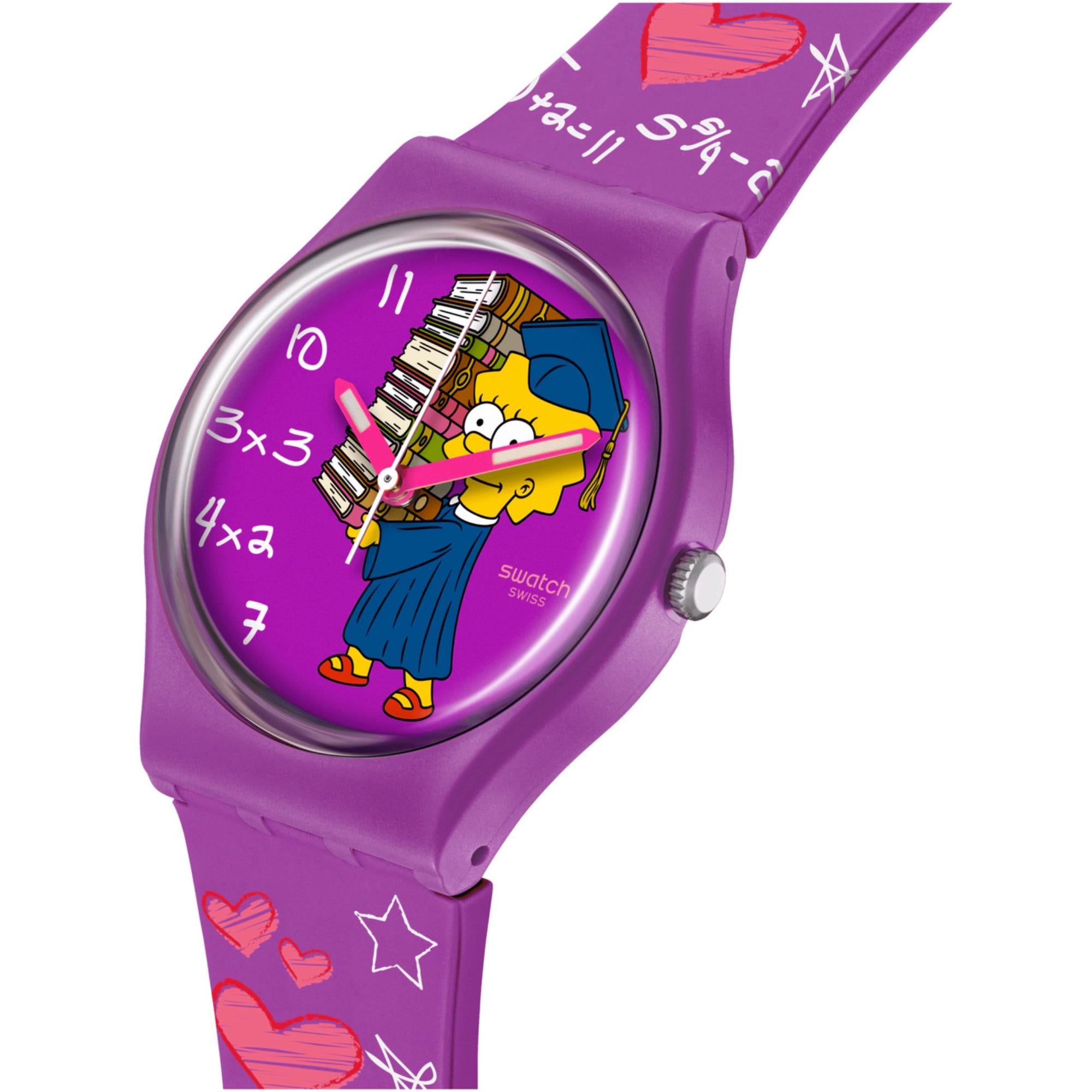 Swatch Simpsons Lisa Class Act Purple Dial Unisex Watch SO28Z118