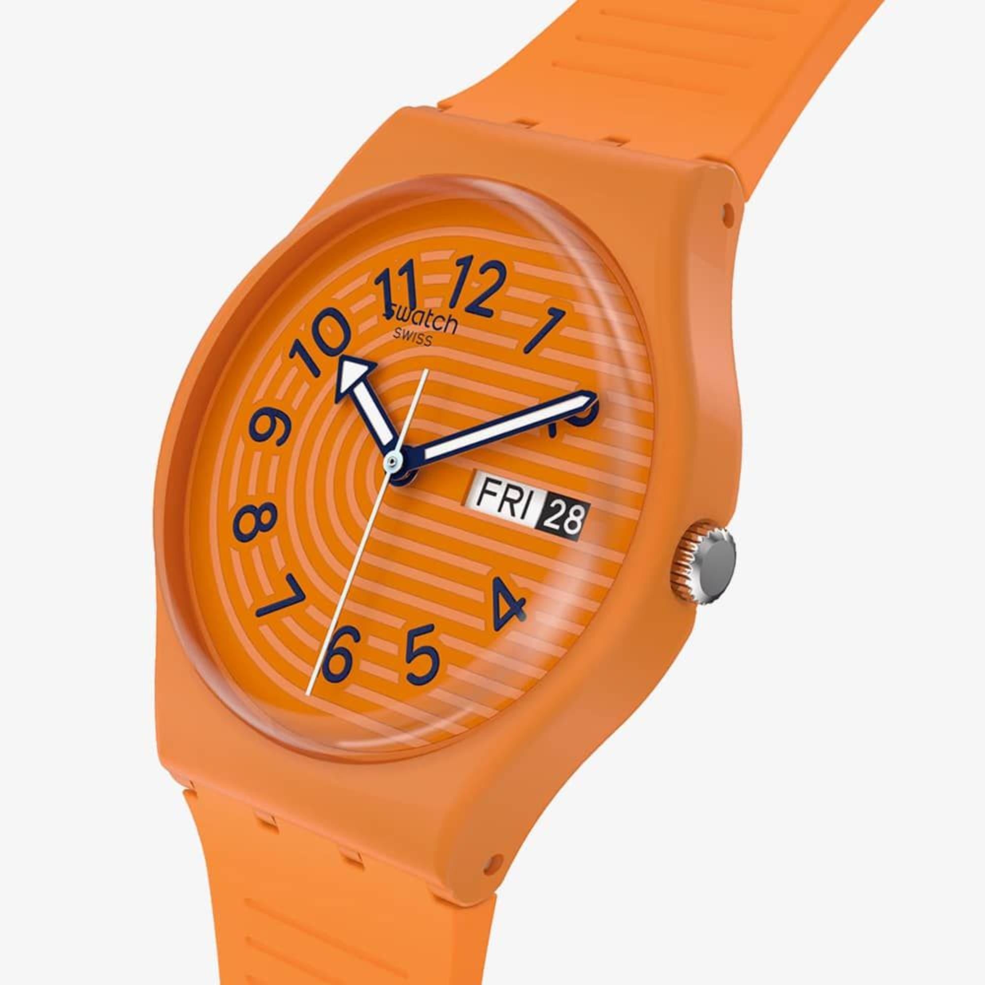Swatch Trendy Lines In Sienna Orange Dial Unisex Watch SO28O703