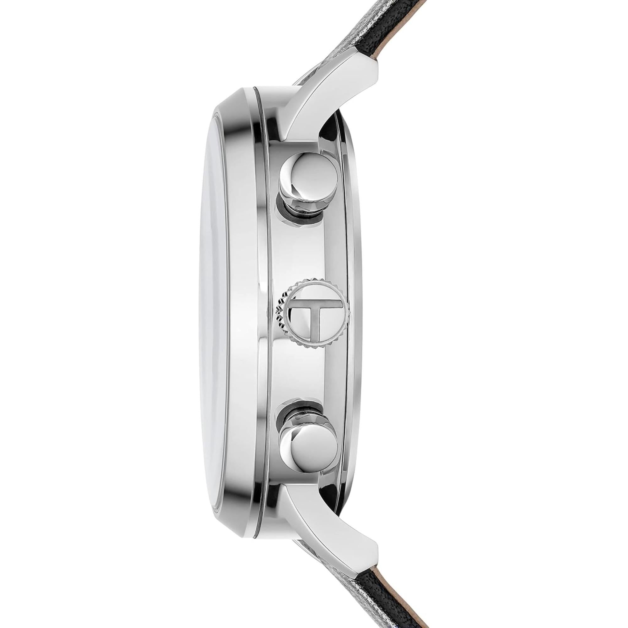 Ted Baker Cosmop Black Eco-Leather Strap Silver Dial Men's Watch BKPCSS3019I