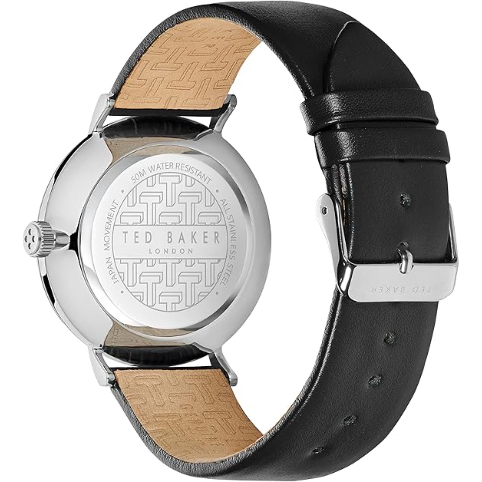 Ted Baker Phylipa Black Leather Strap White Dial Men's Watch BKPPGS2149I
