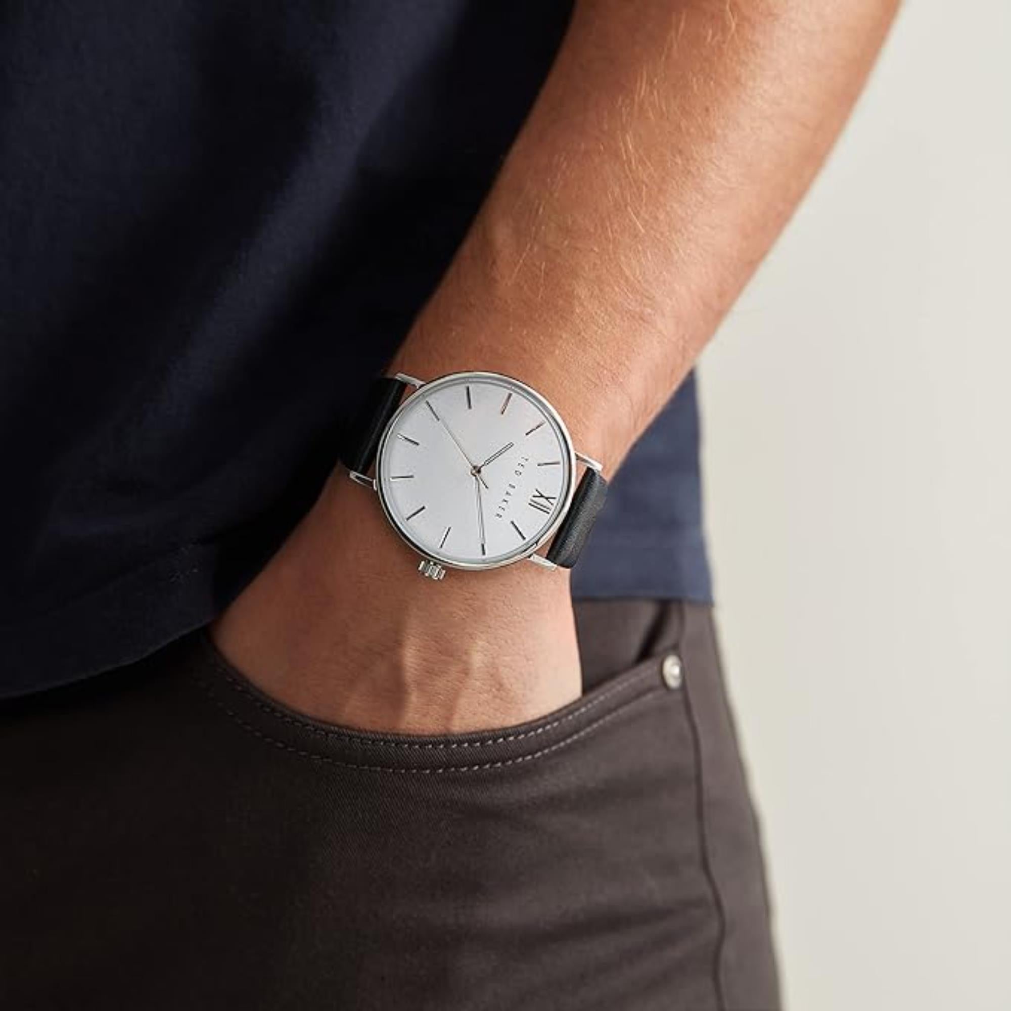 Ted Baker Phylipa Black Leather Strap White Dial Men's Watch BKPPGS2149I