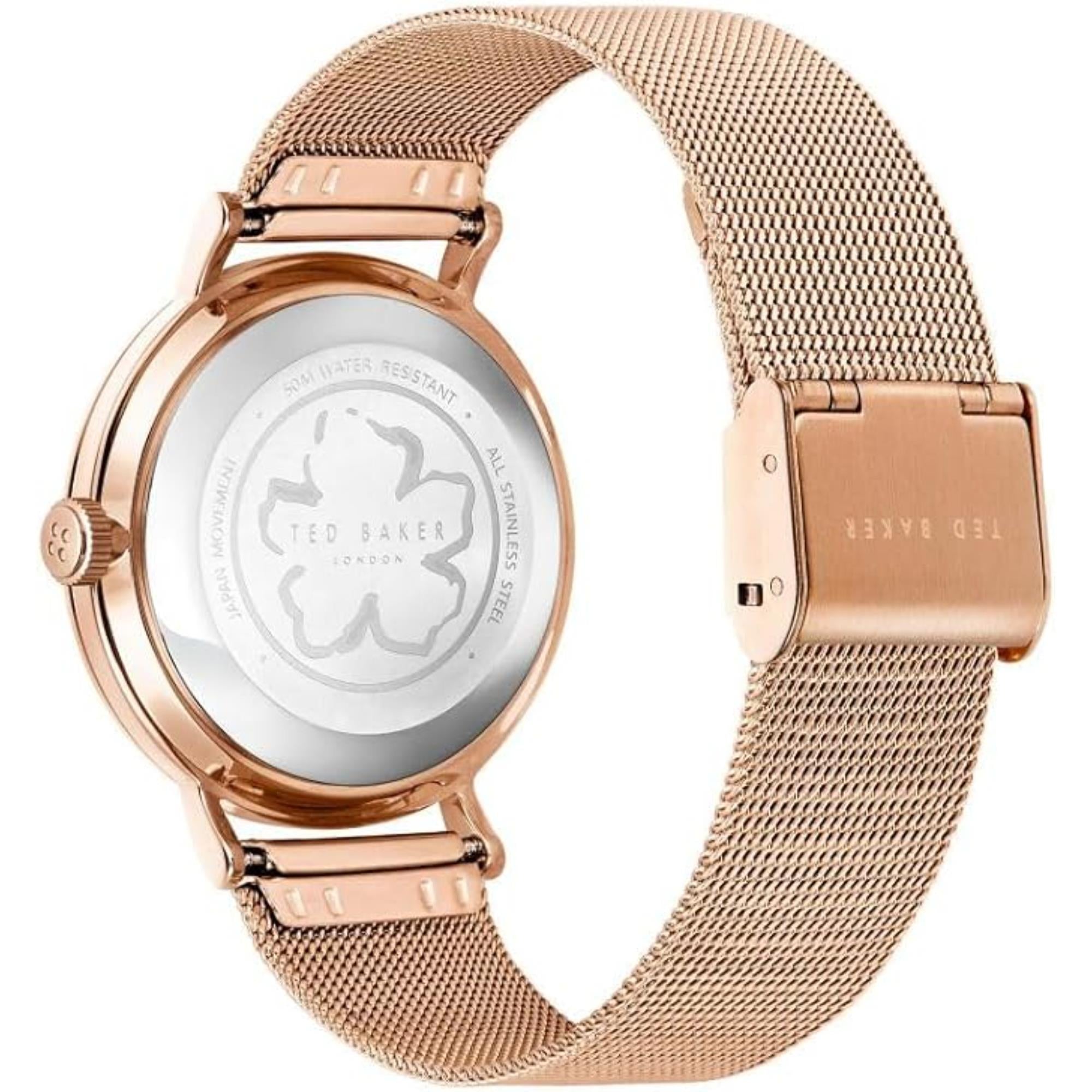 Ted Baker Phylipa Retro Rose Gold Dial Mesh Band Ladies Watch BKPPHS2379I