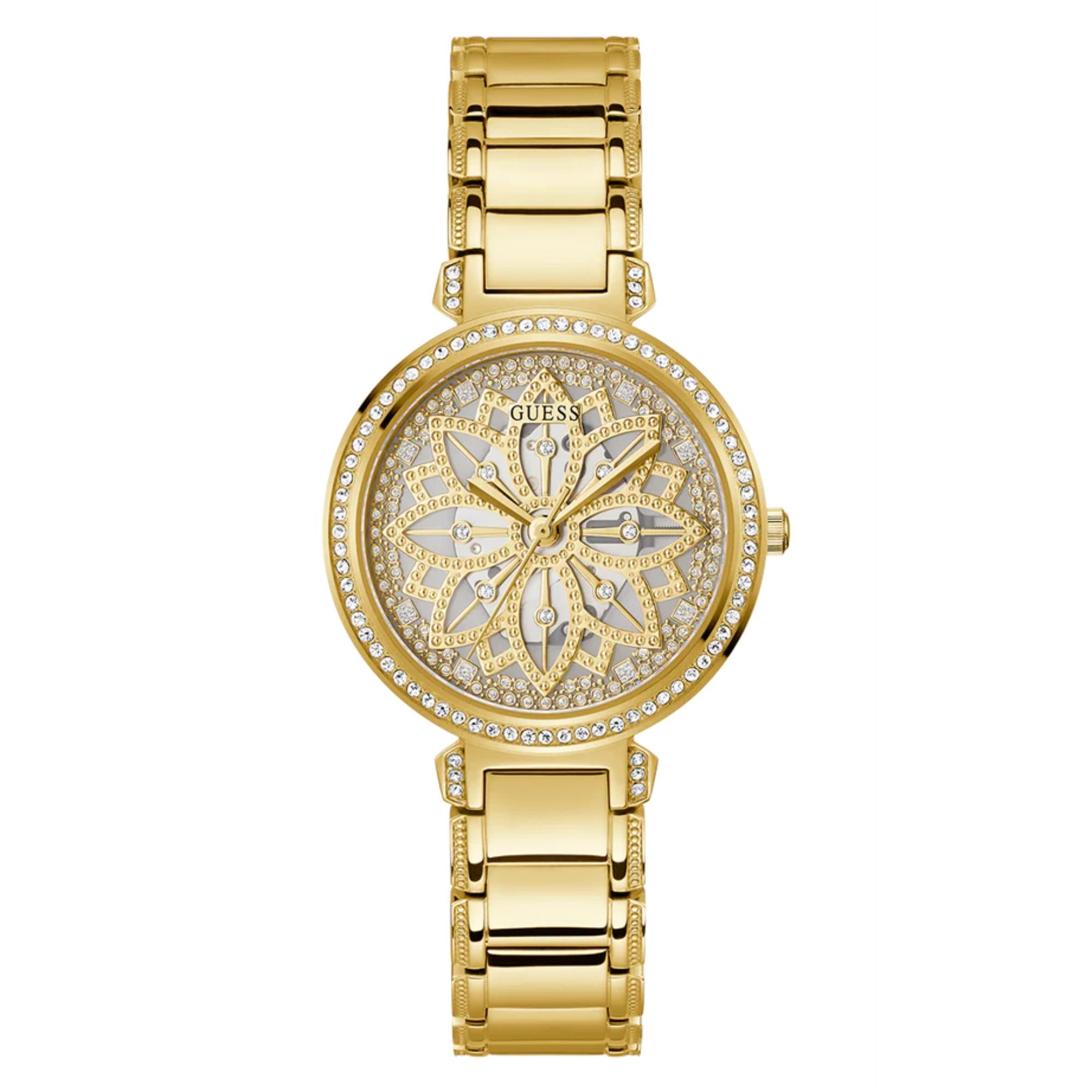 GUESS Women's Gold Tone Analog Champagne Dial Watch - GW0528L2