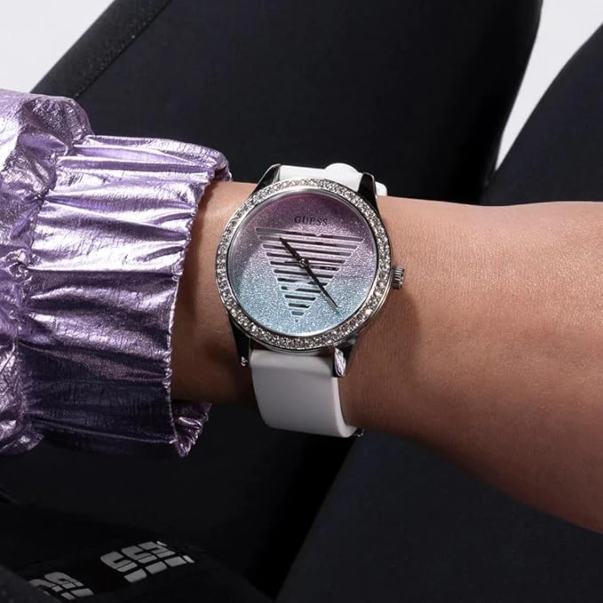 Guess Glitter Blue Silicone Strap Women's Watch GW0530L5