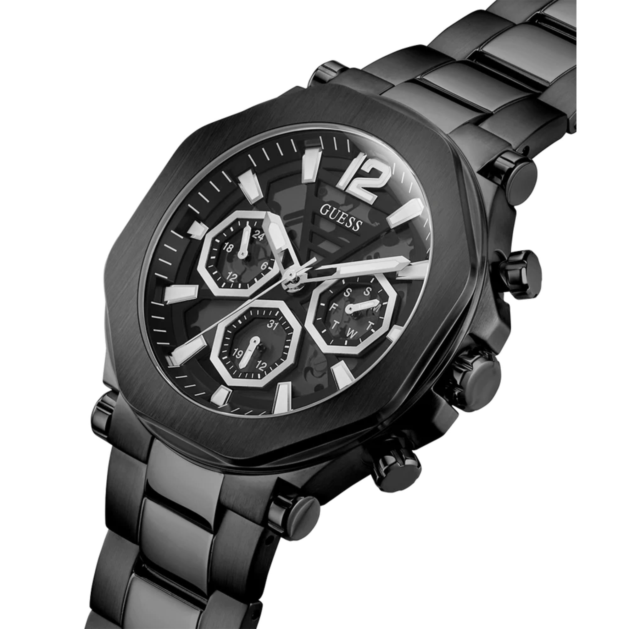 GUESS Edge Chronograph Black Dial Steel Strap Men's Watch GW0539G3