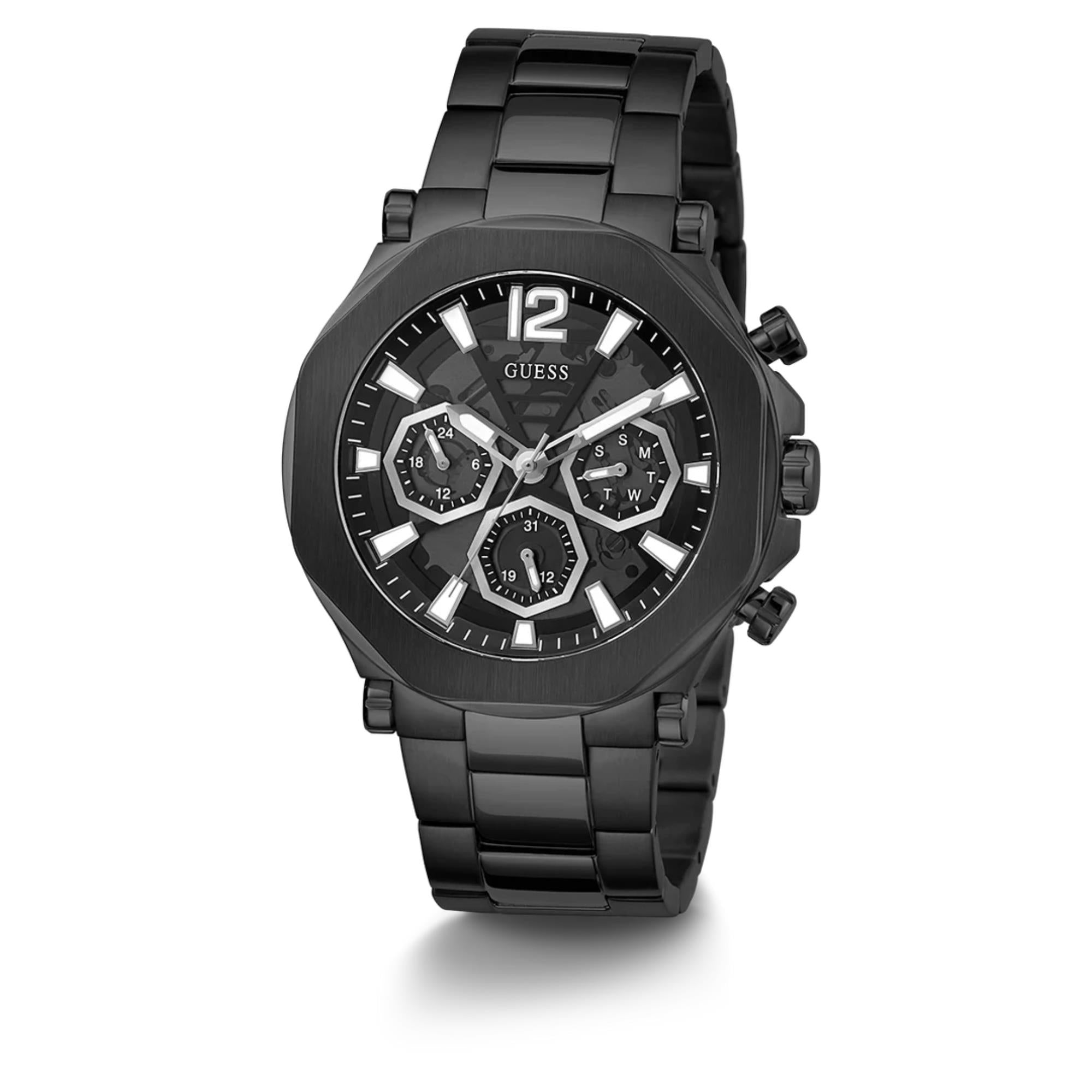 GUESS Edge Chronograph Black Dial Steel Strap Men's Watch GW0539G3