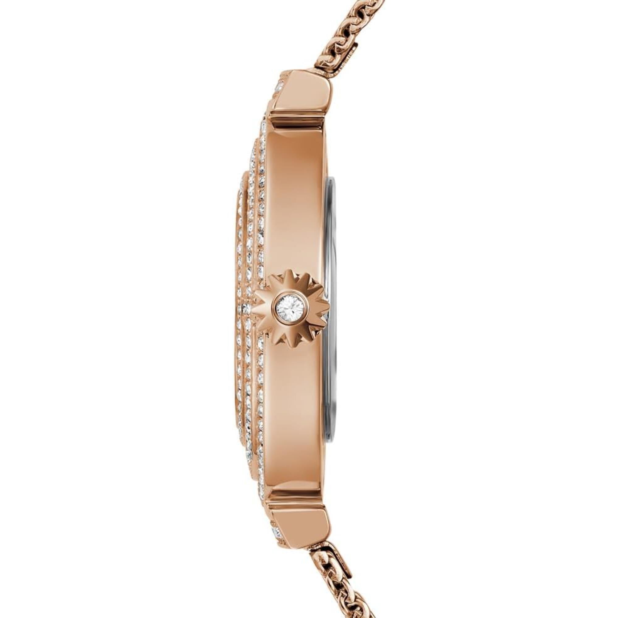 Guess Women's Rose Gold Crystal Dial Rose Gold Tone Steel Mesh Bracelet Watch GW0550L3