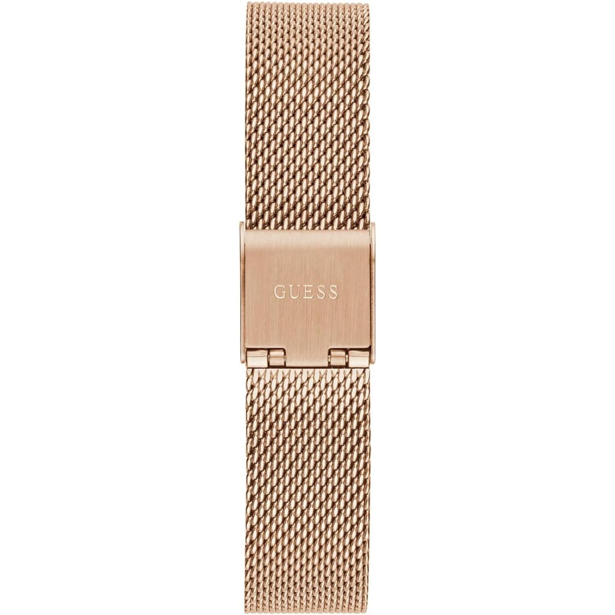 Guess Women's Rose Gold Crystal Dial Rose Gold Tone Steel Mesh Bracelet Watch GW0550L3