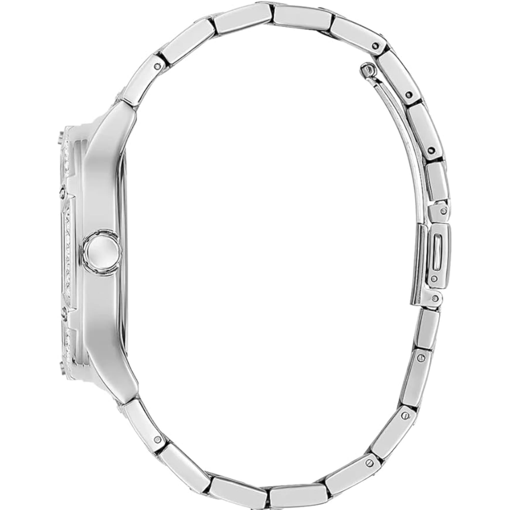 Guess Women's Silver Crystal Dial Stainless Steel Bracelet Watch GW0558L1