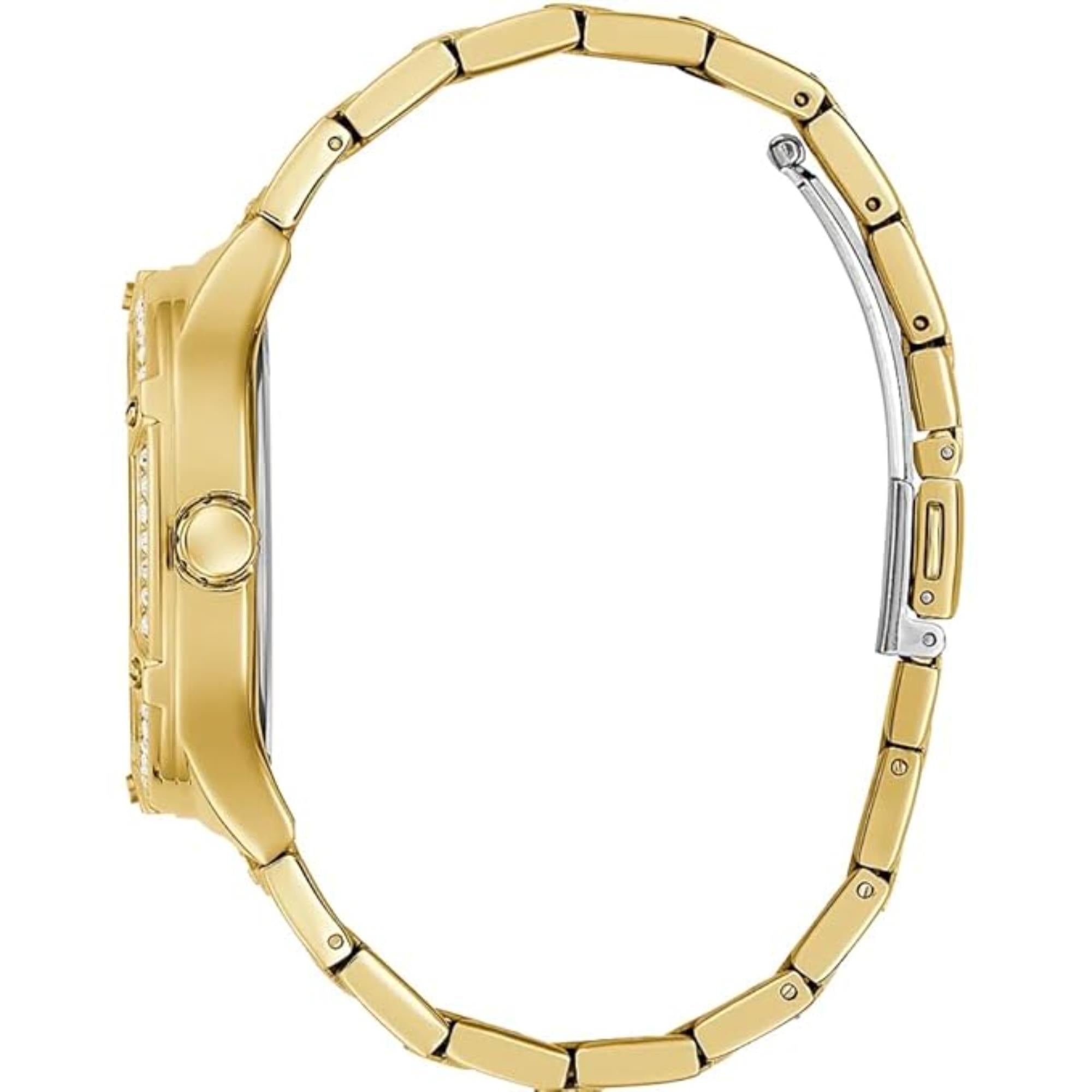 Guess Women's Gold Crystal Dial Gold Tone Stainless Steel Bracelet Watch GW0558L2