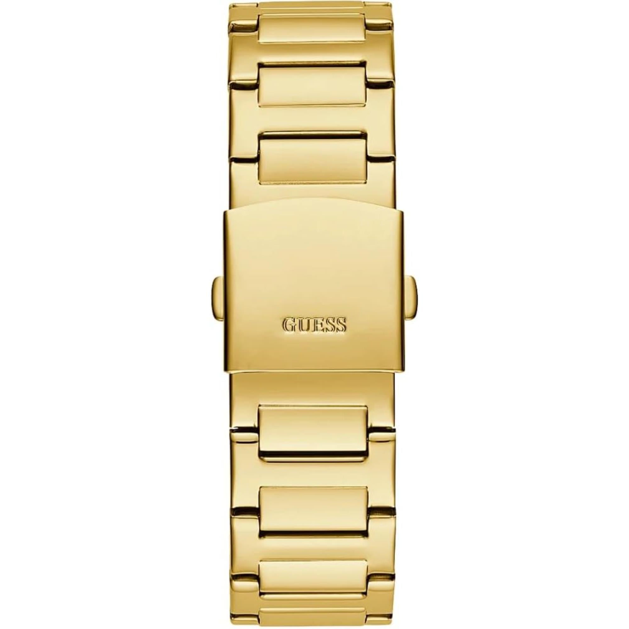 Guess Men's Black and Gold Crystal Dial Gold Tone Stainless Steel Bracelet Watch GW0576G2