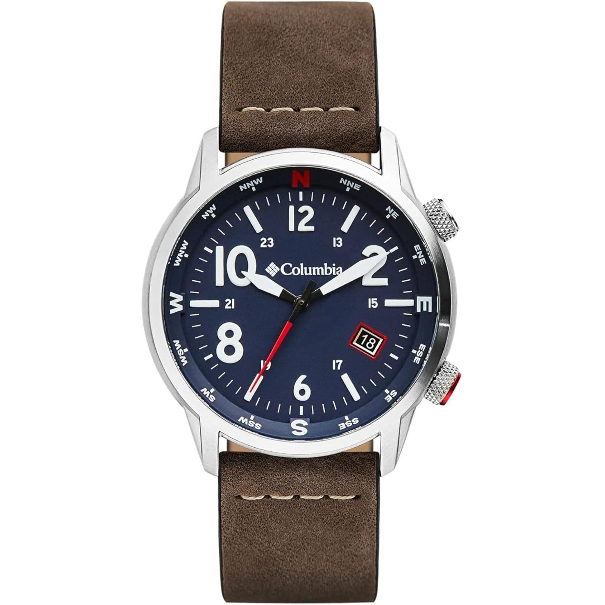 Columbia Outbacker Quartz Navy Blue Dial Brown Leather Strap Men's Watch CSC01-001