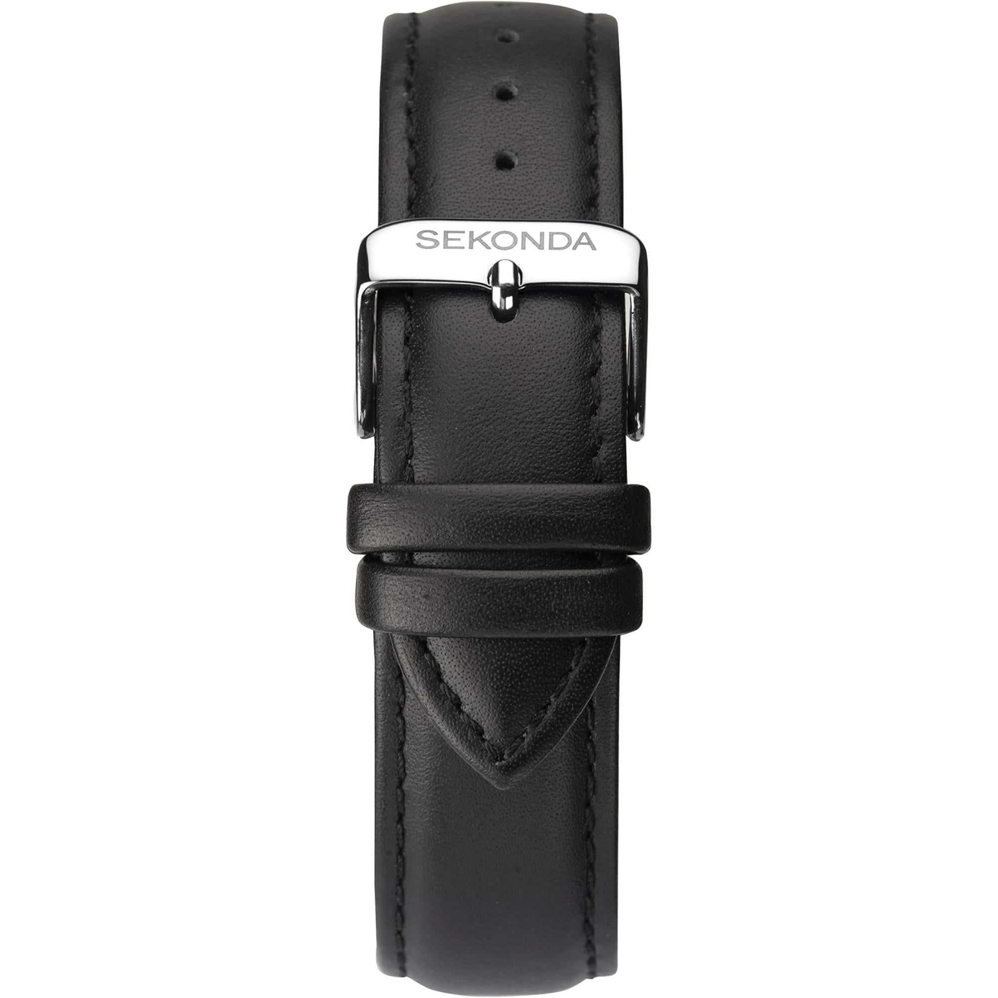 Sekonda Classic Quartz Black Dial Leather Strap Men’s Watch 1842