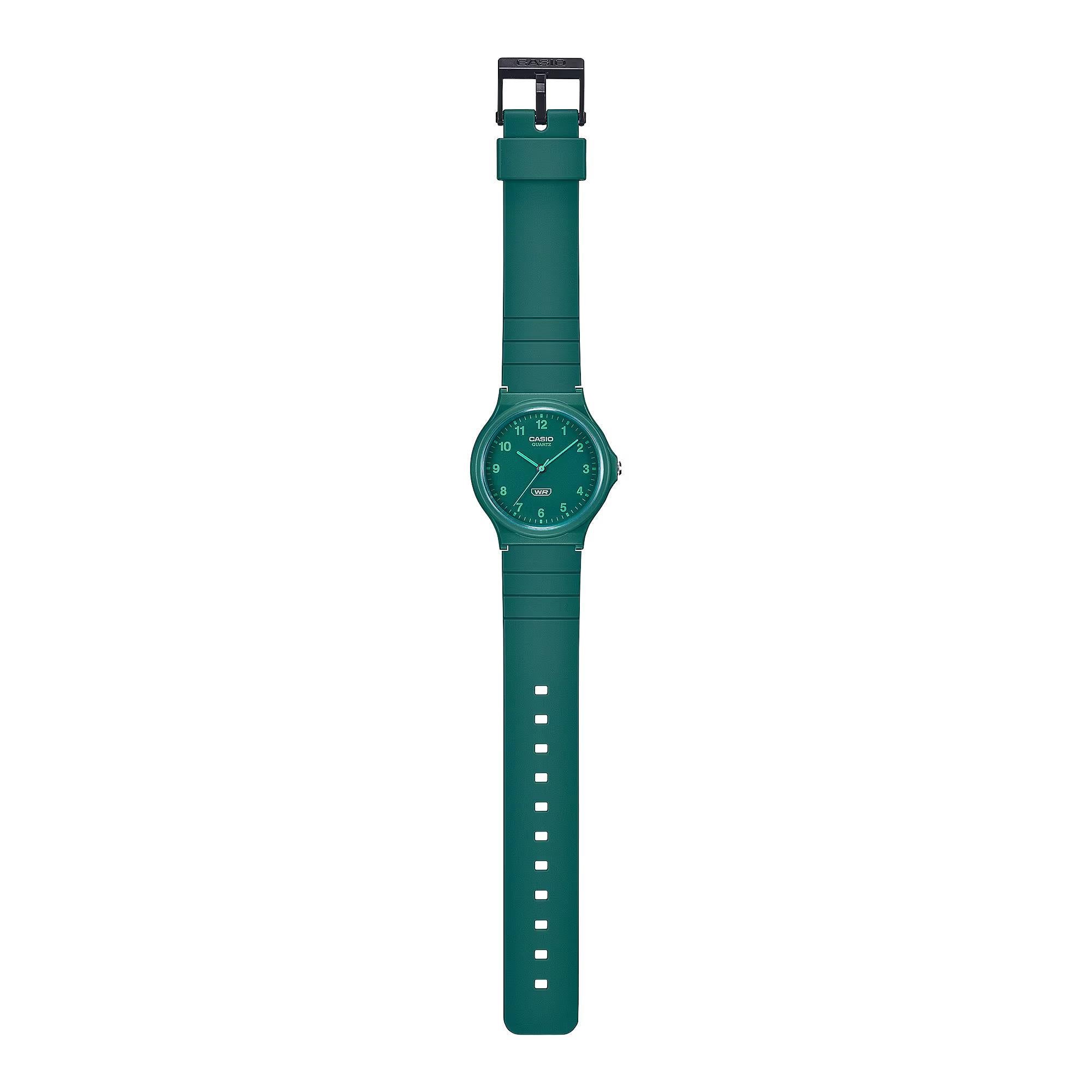 Casio Timeless Classic Analog Green Dial Resin Strap Unisex Watch MQ-24B-3BEF
