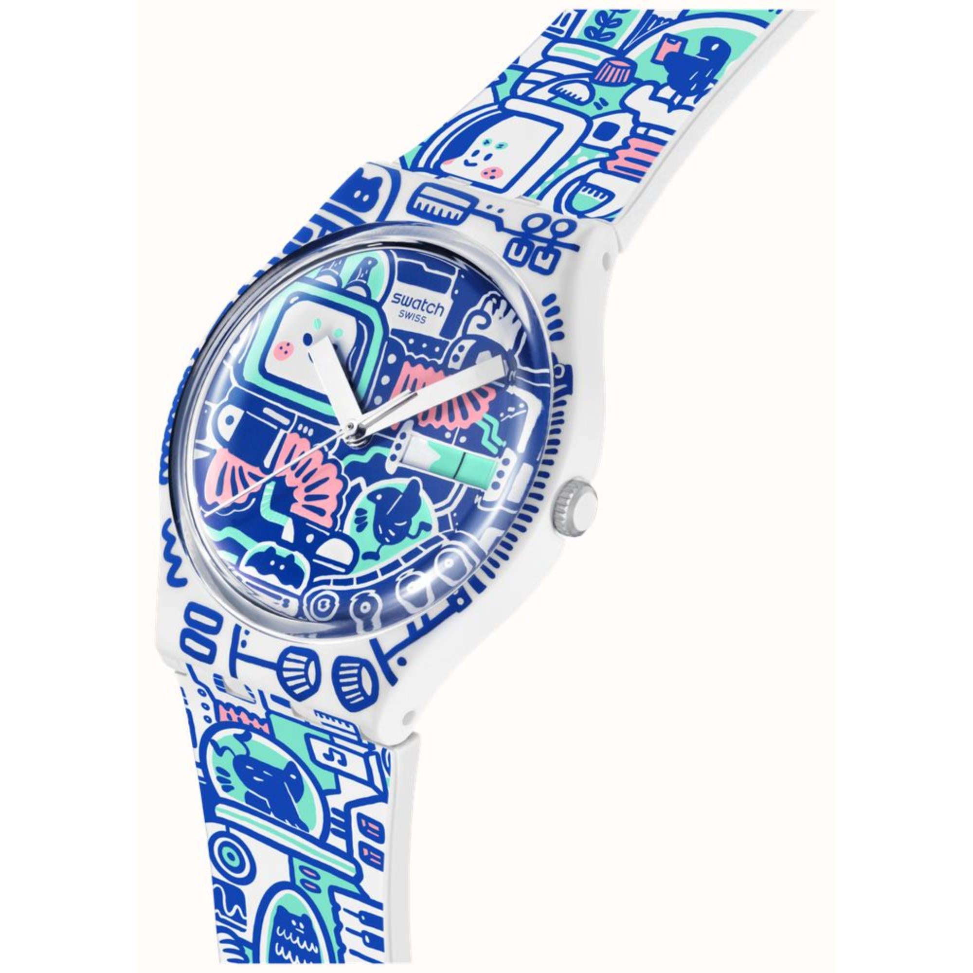 Swatch Quartz B-Bot Watch Keith Haring x Break Free Collection SO28Z702