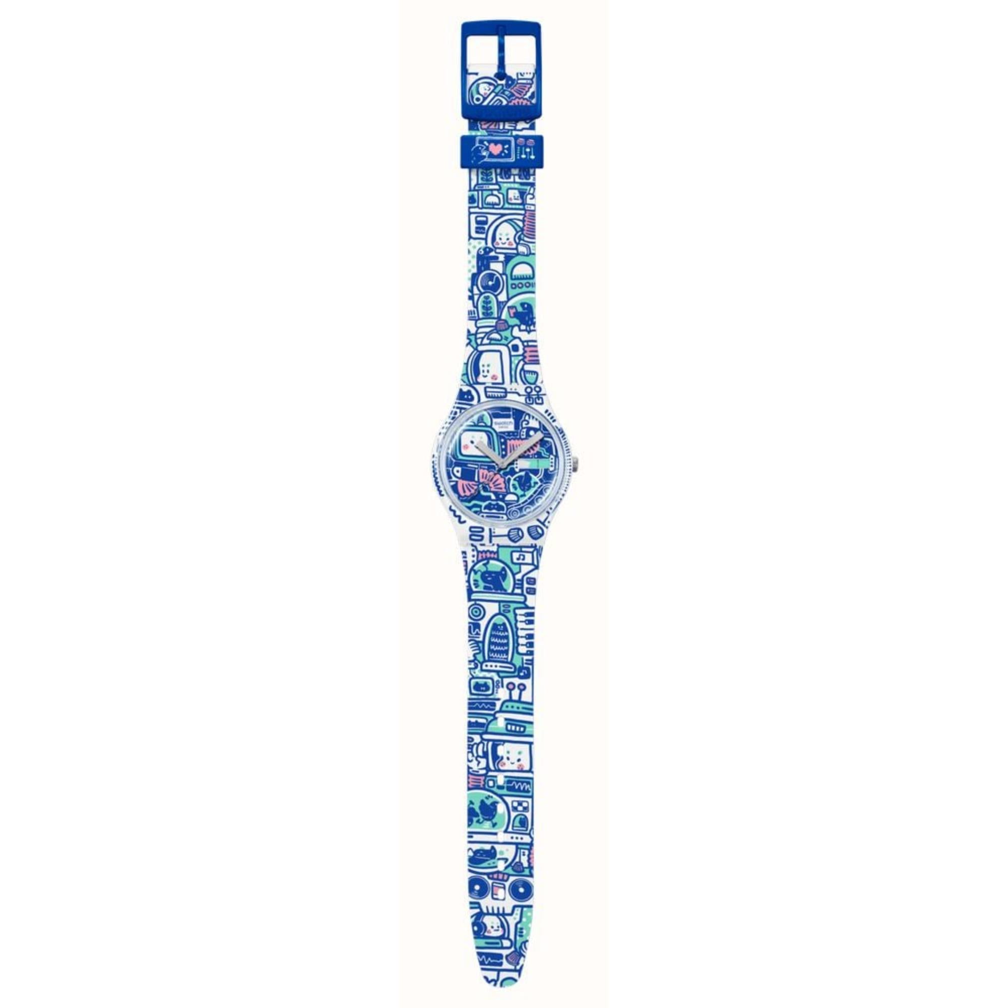 Swatch Quartz B-Bot Watch Keith Haring x Break Free Collection SO28Z702