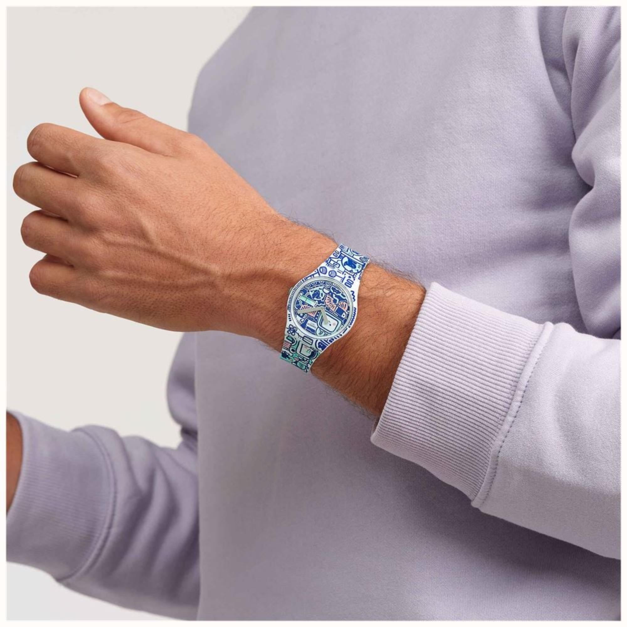 Swatch Quartz B-Bot Watch Keith Haring x Break Free Collection SO28Z702
