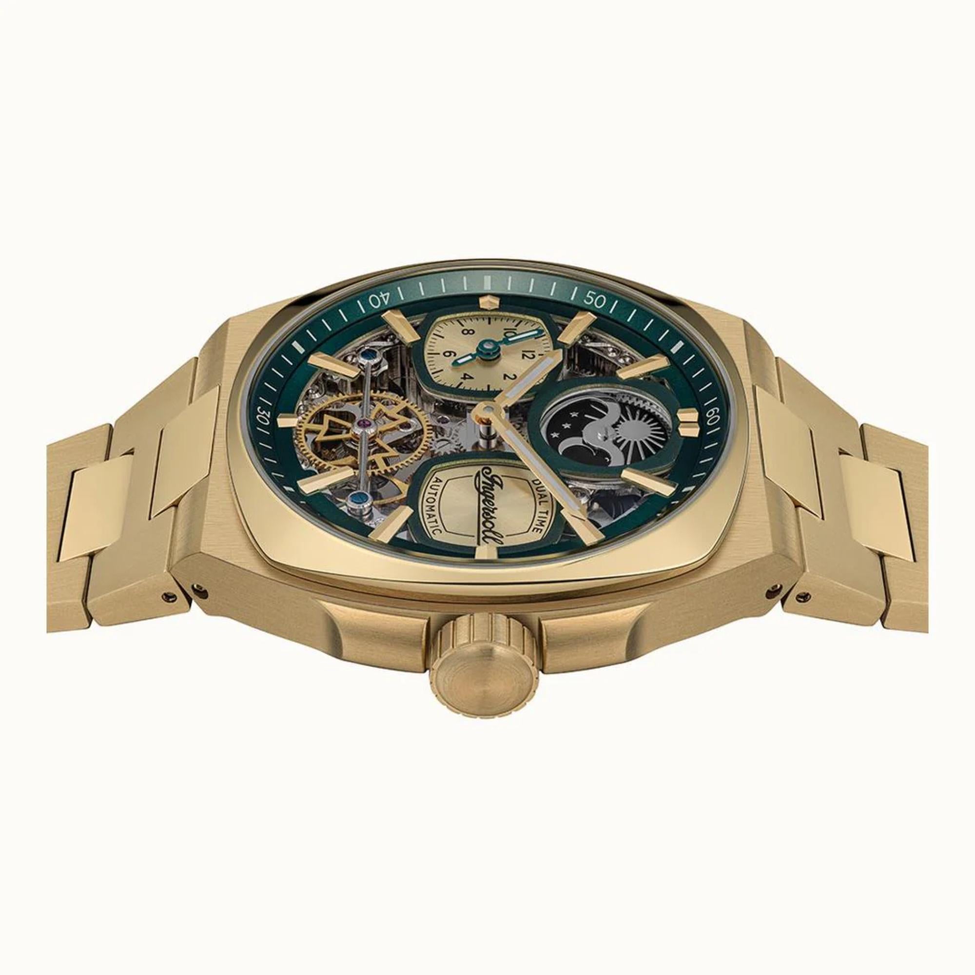 Ingersoll 1892 The Spirit Automatic Golden Dial Men’s Watch Silver Stainless Steel Bracelet I15803
