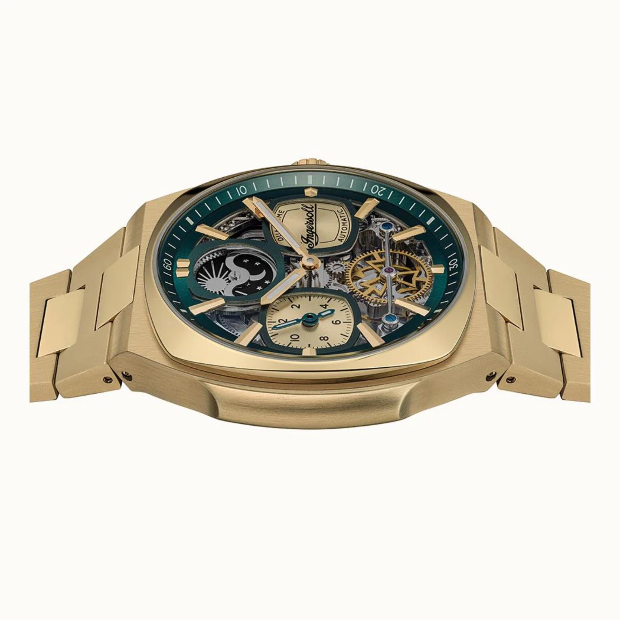 Ingersoll 1892 The Spirit Automatic Golden Dial Men’s Watch Silver Stainless Steel Bracelet I15803