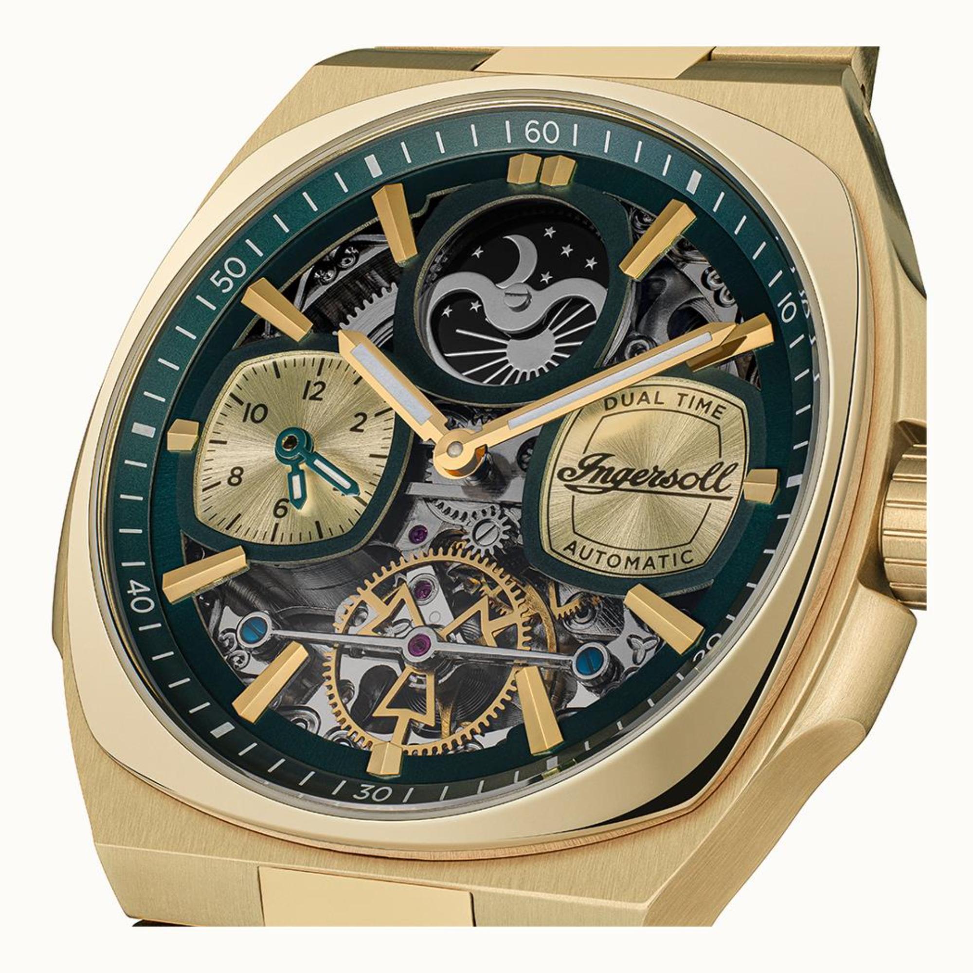 Ingersoll 1892 The Spirit Automatic Golden Dial Men’s Watch Silver Stainless Steel Bracelet I15803